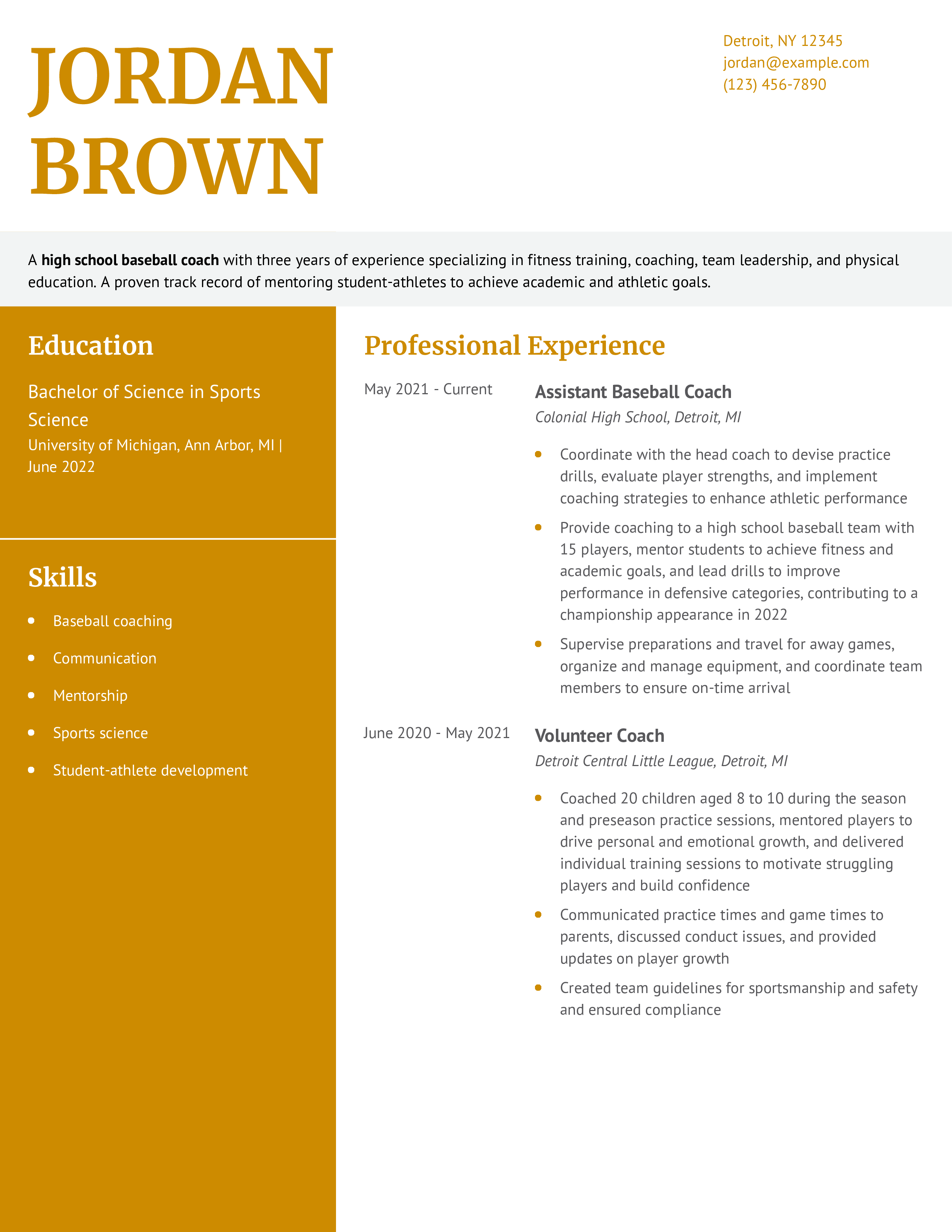CoachingResumeExampleHomepage