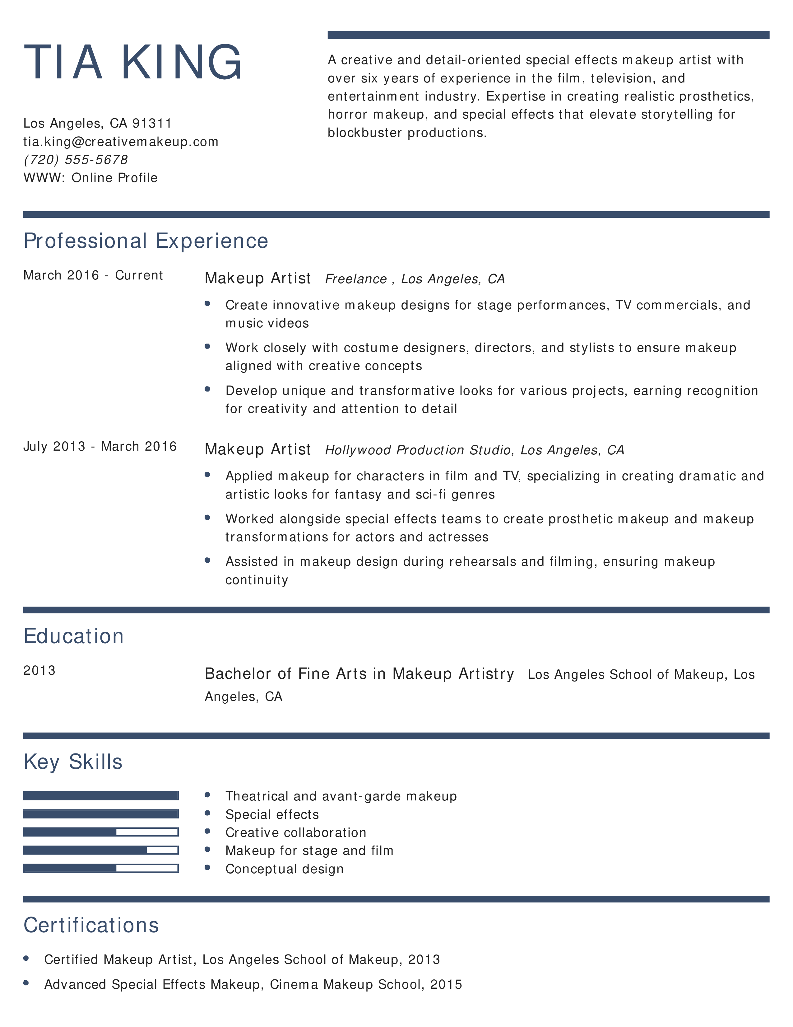 Creative Makeup Artist Resume