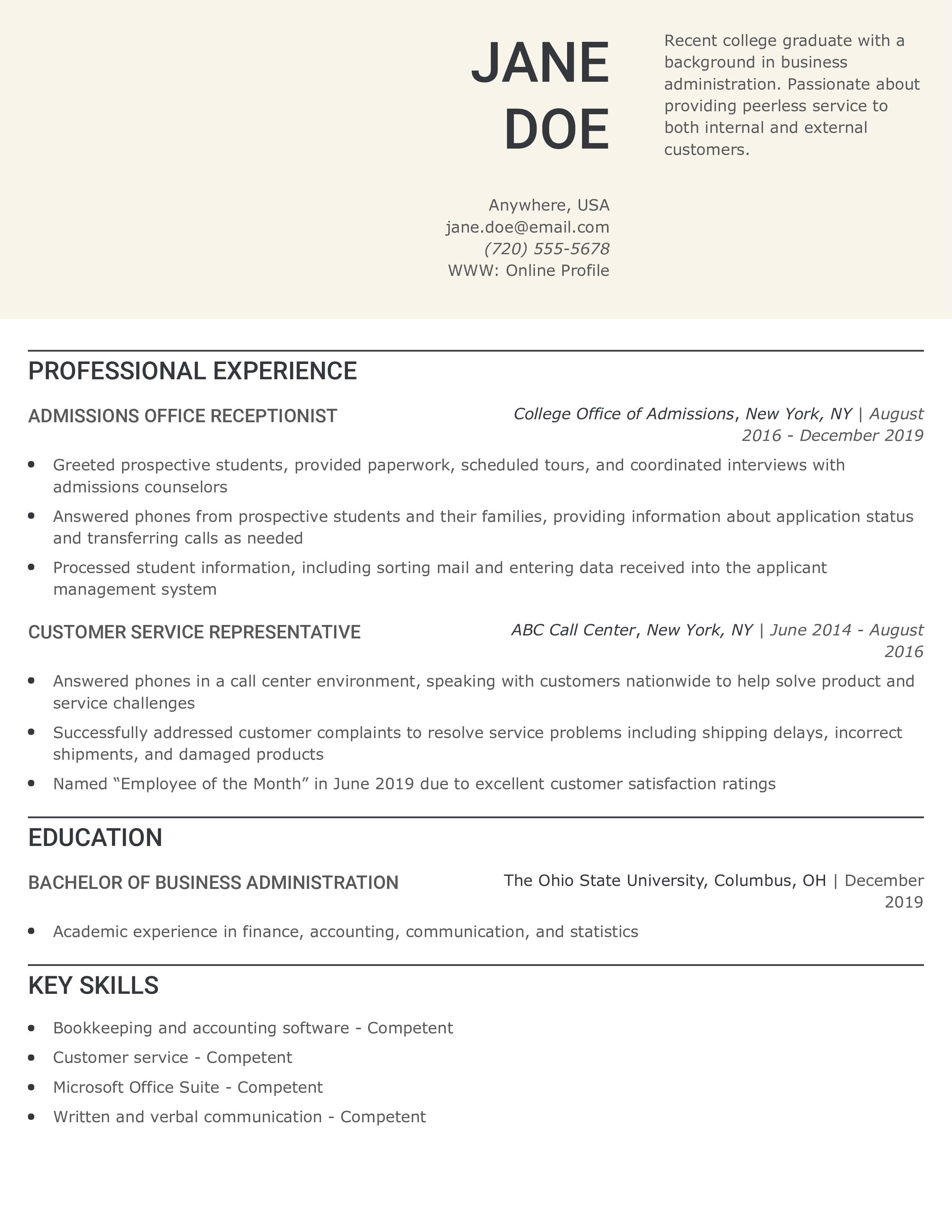 Entry Level Administrative Assistant Resume