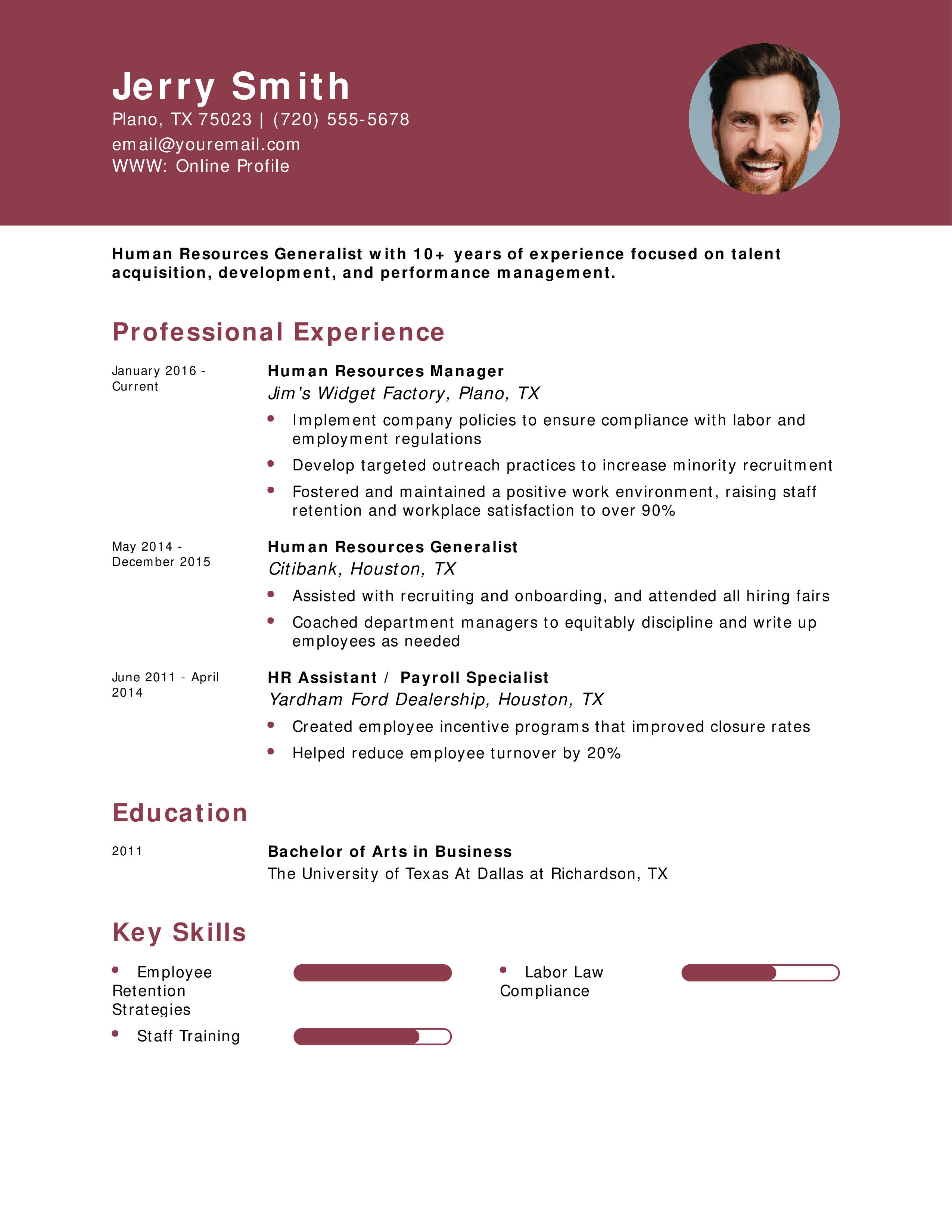 Human Resources Manager Resume