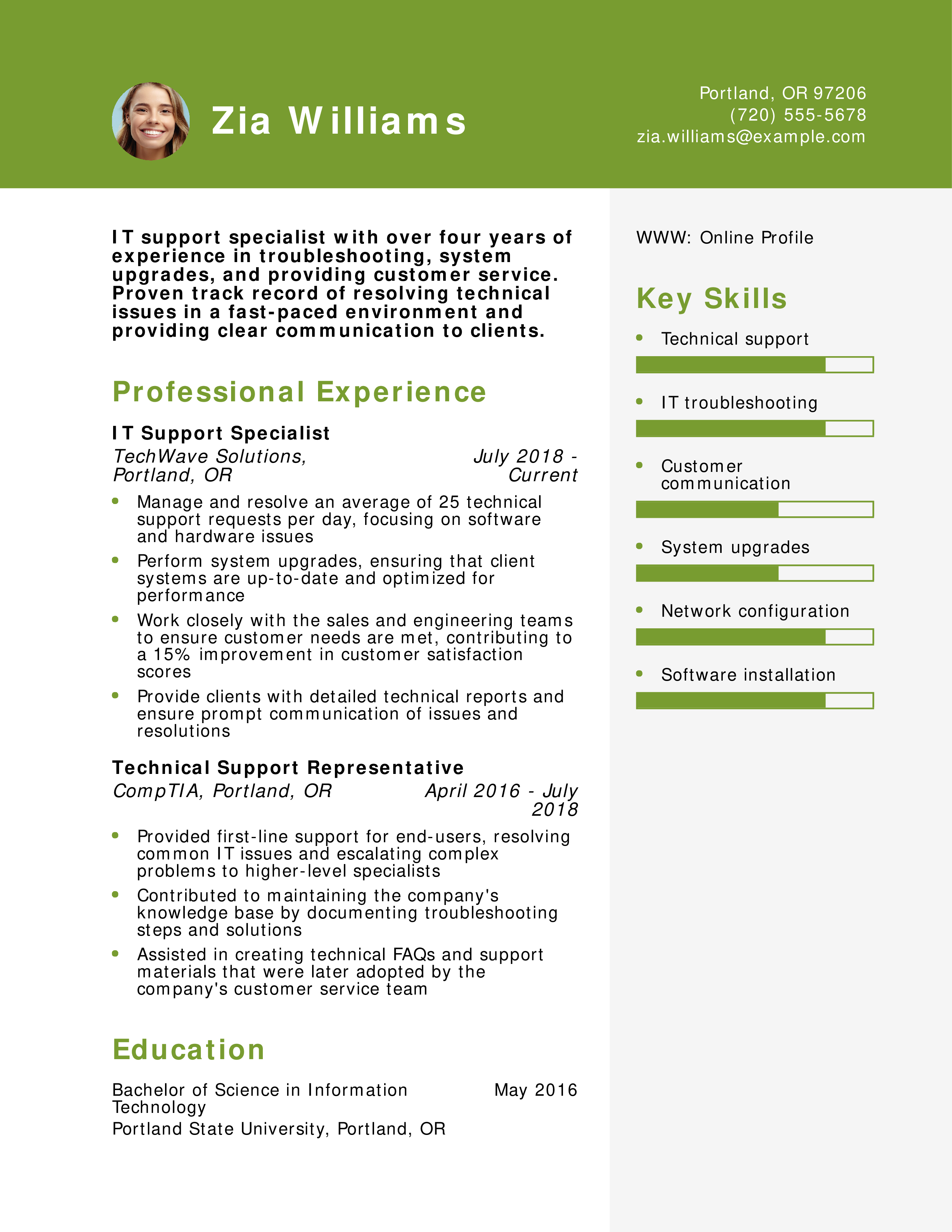 IT Support Specialist Resume
