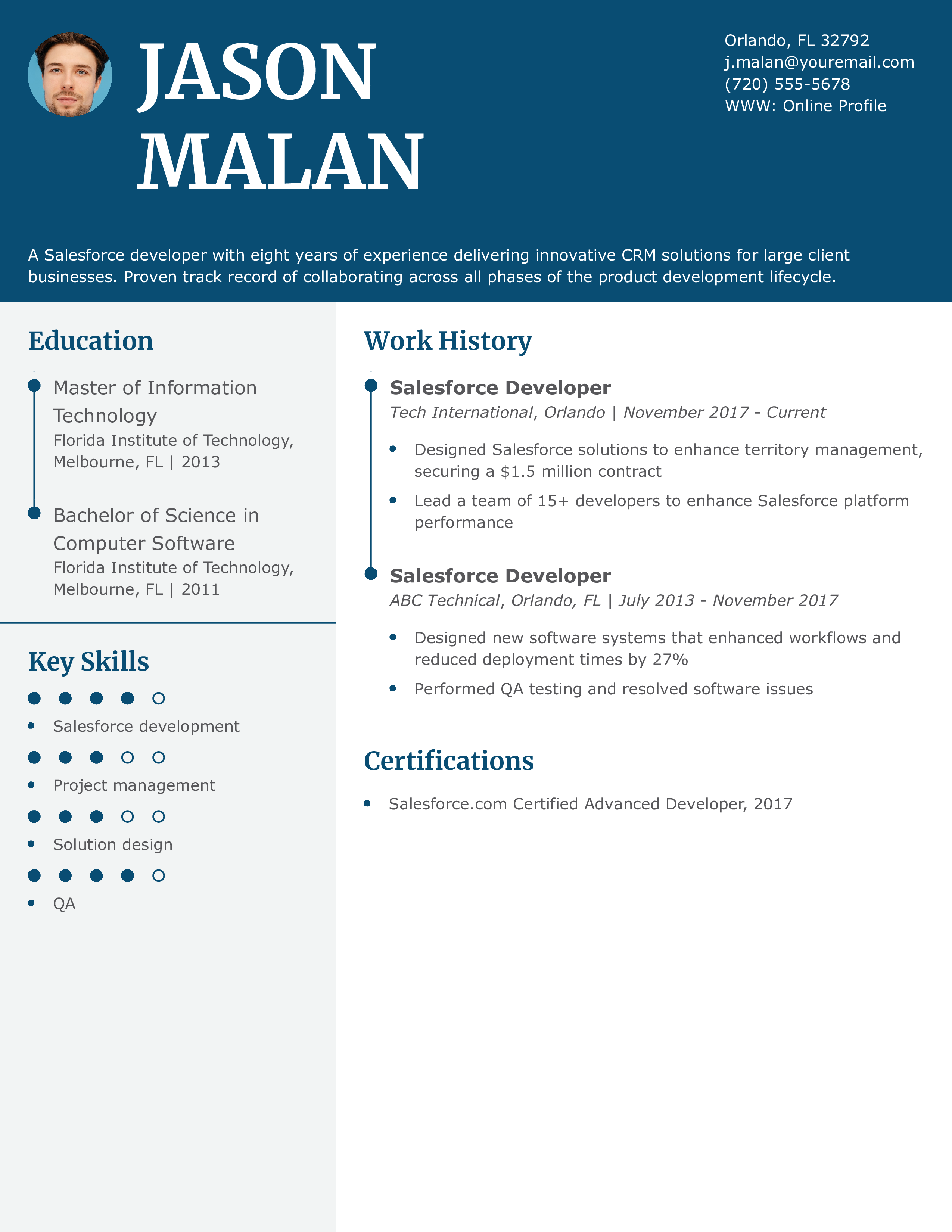 Mid-Level Salesforce Developer Resume