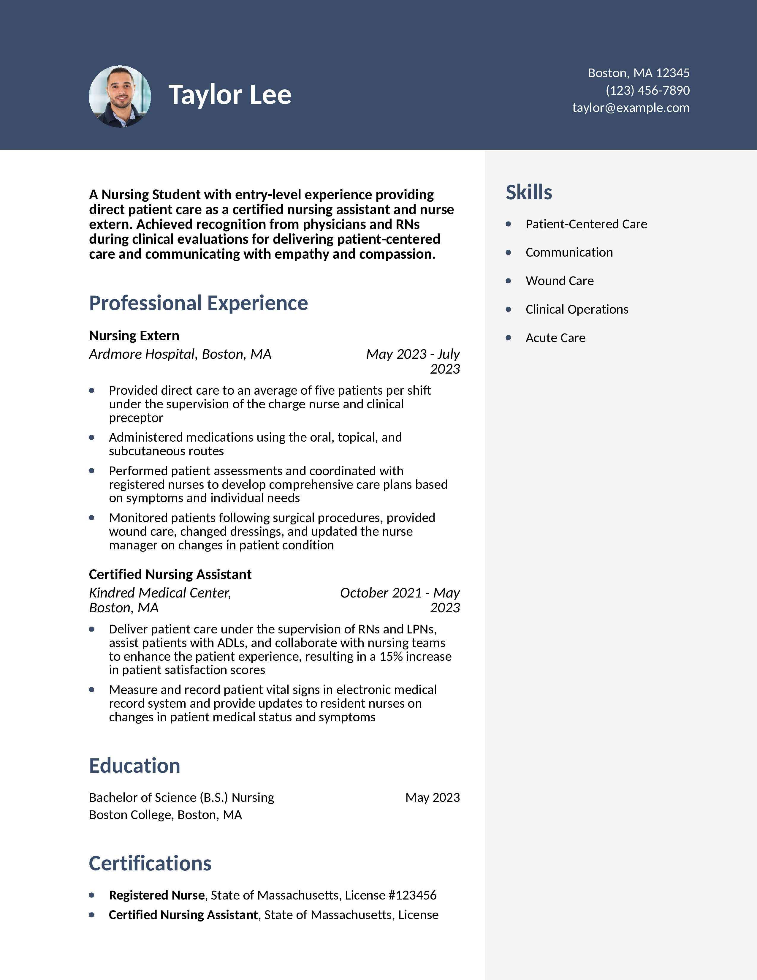 NursingStudentResumeExampleHomepage 1