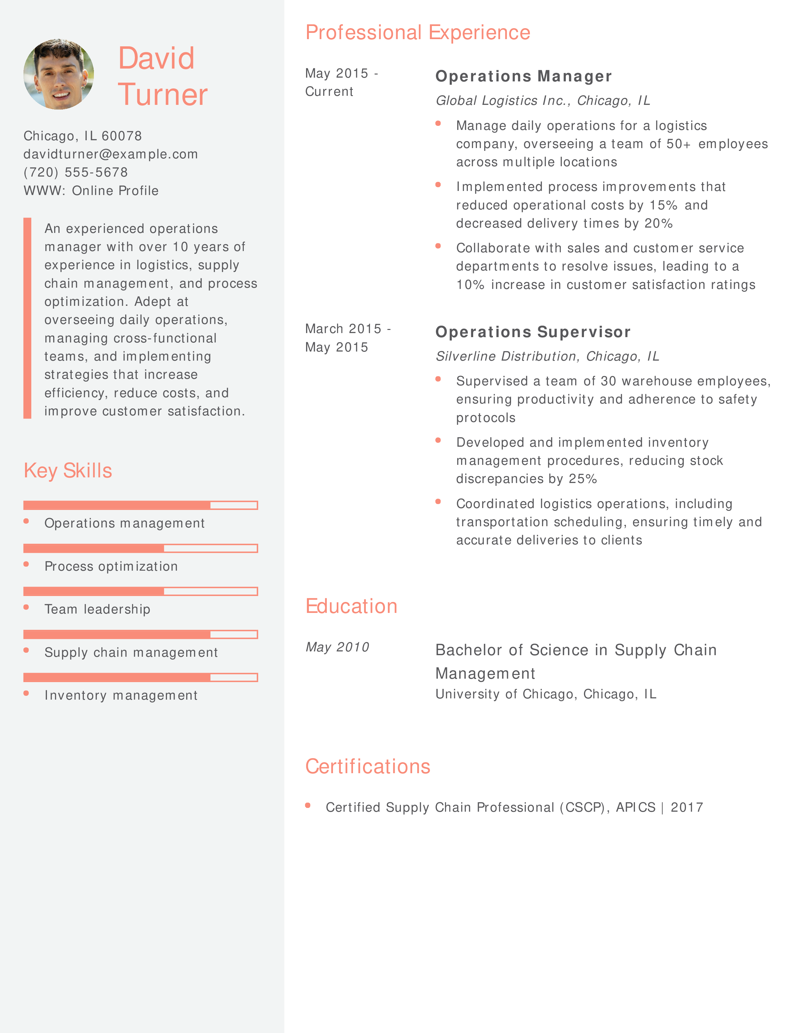 Operations Manager Resume