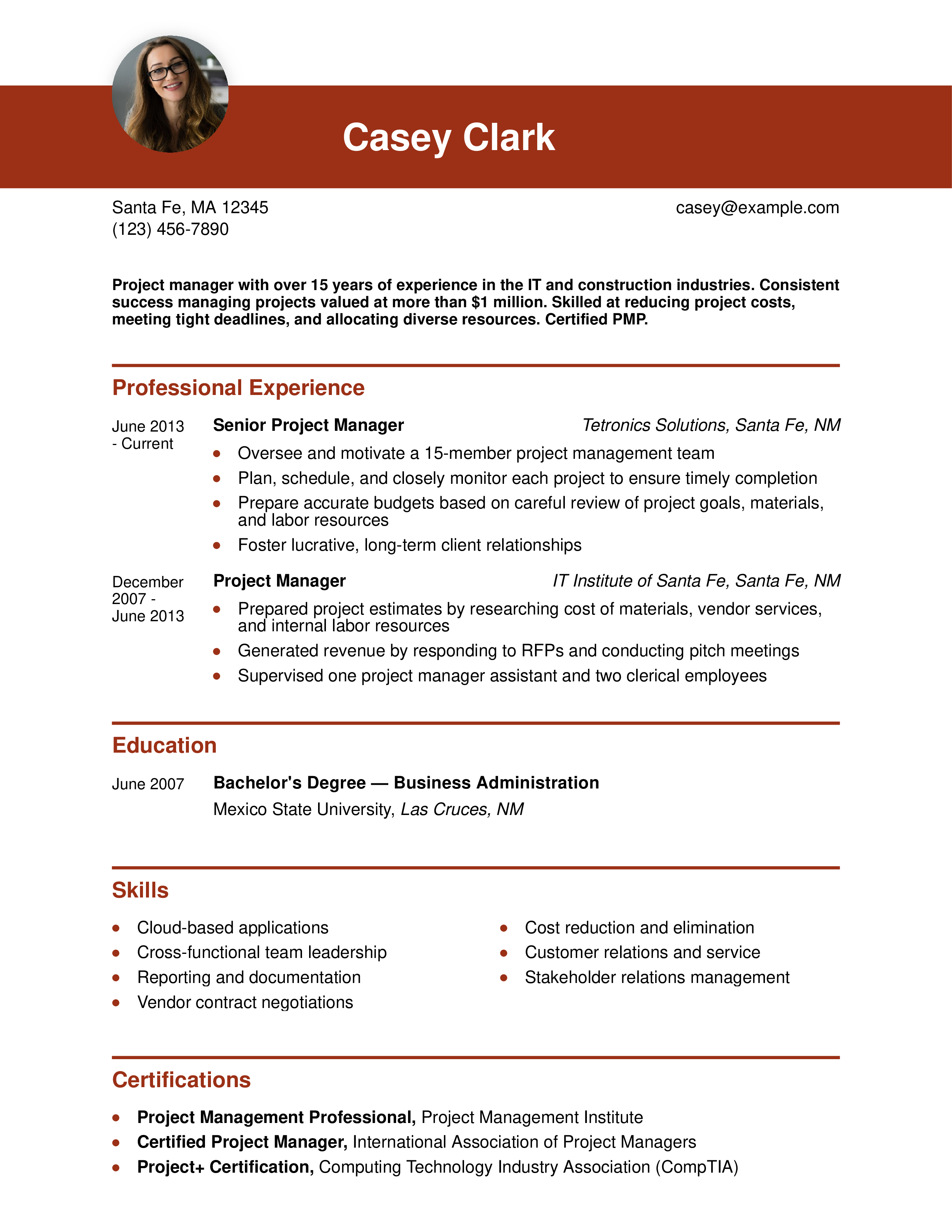 ProjectManagerResumeExampleHomepage