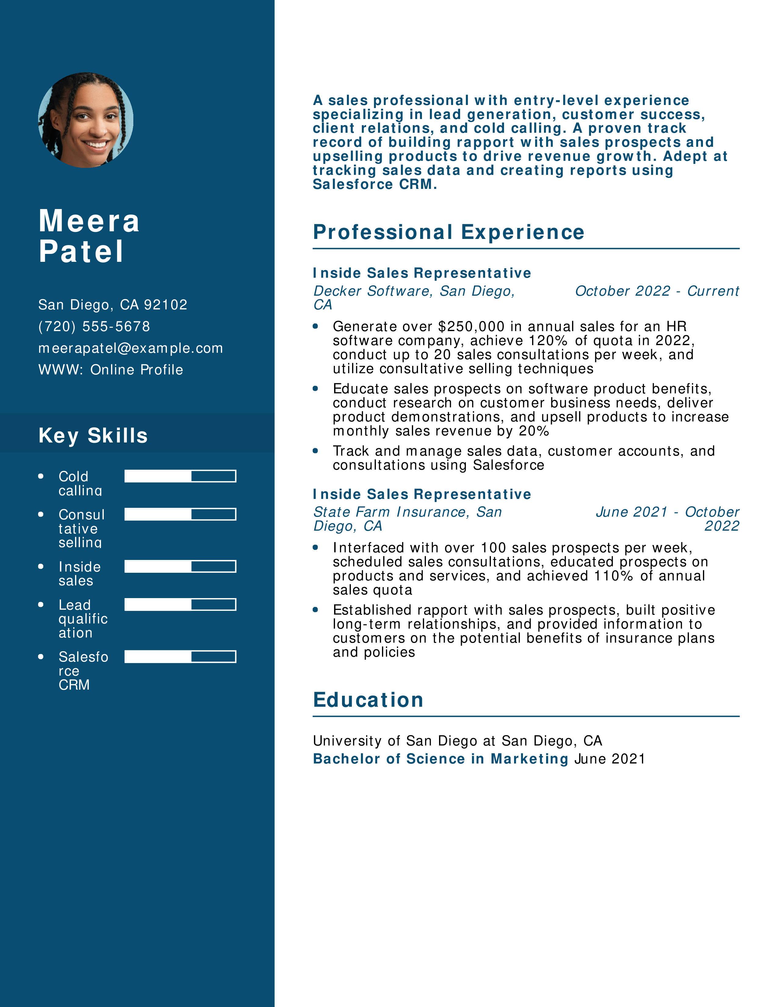 Sales - Entry-Level Resume