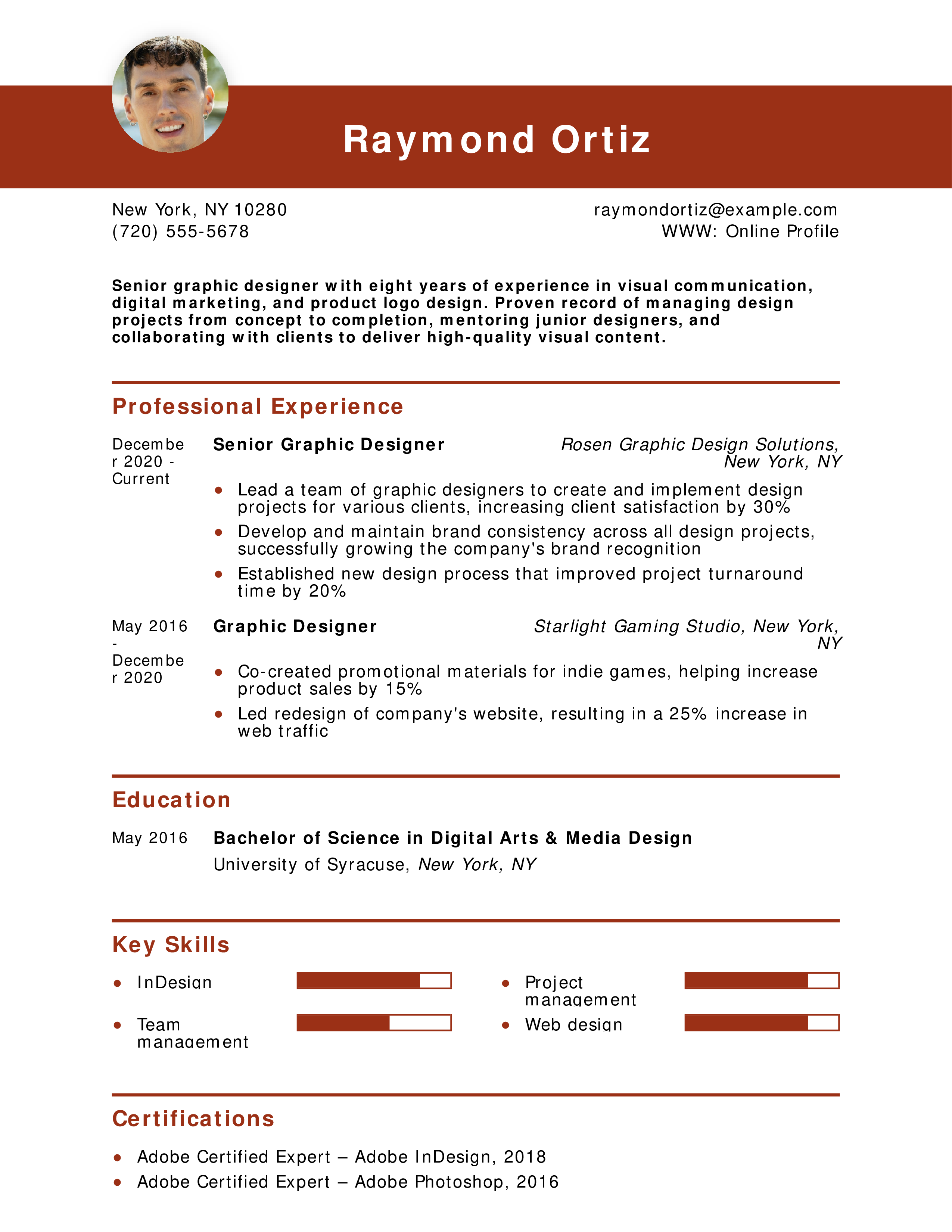 Senior Graphic Designer Resume