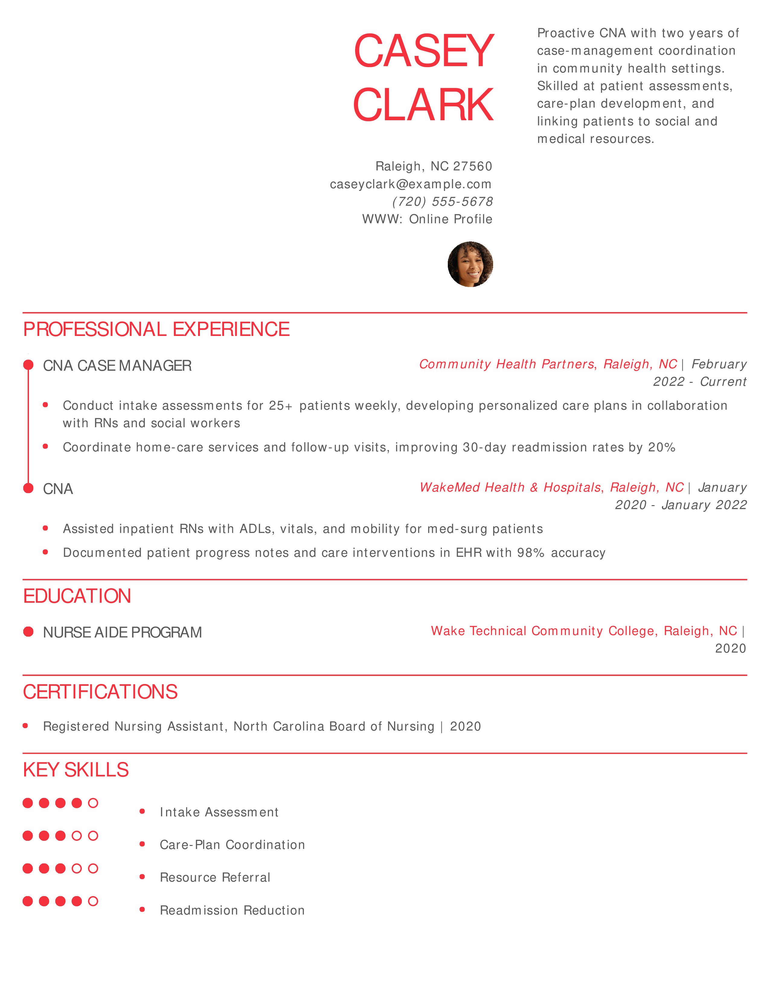 CNA Case Manager Resume