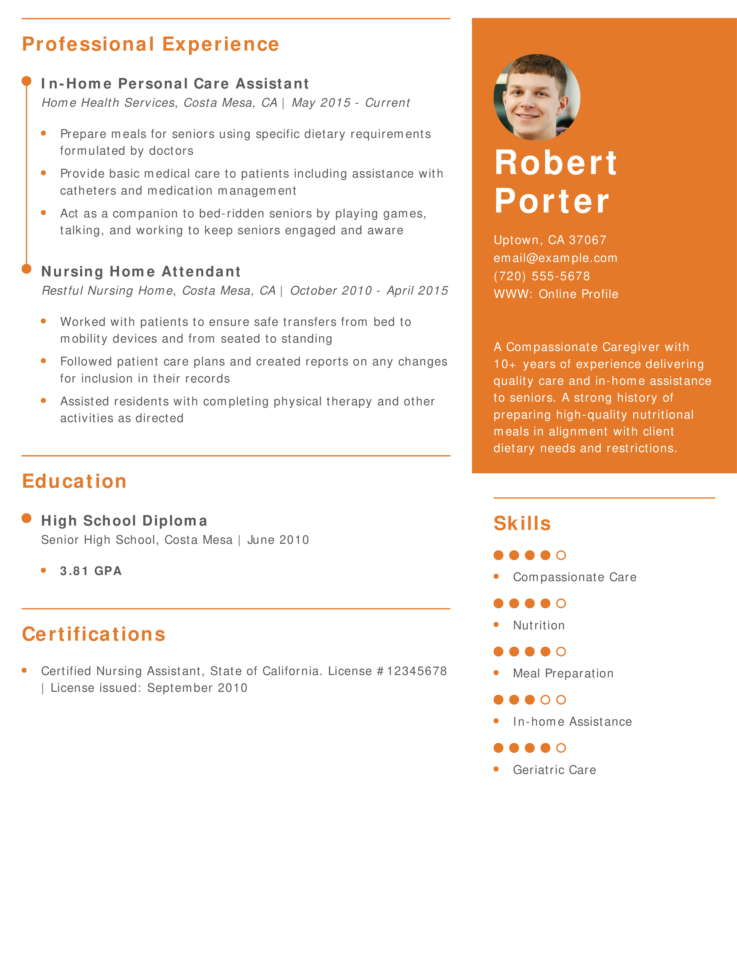 Caregiver Resume