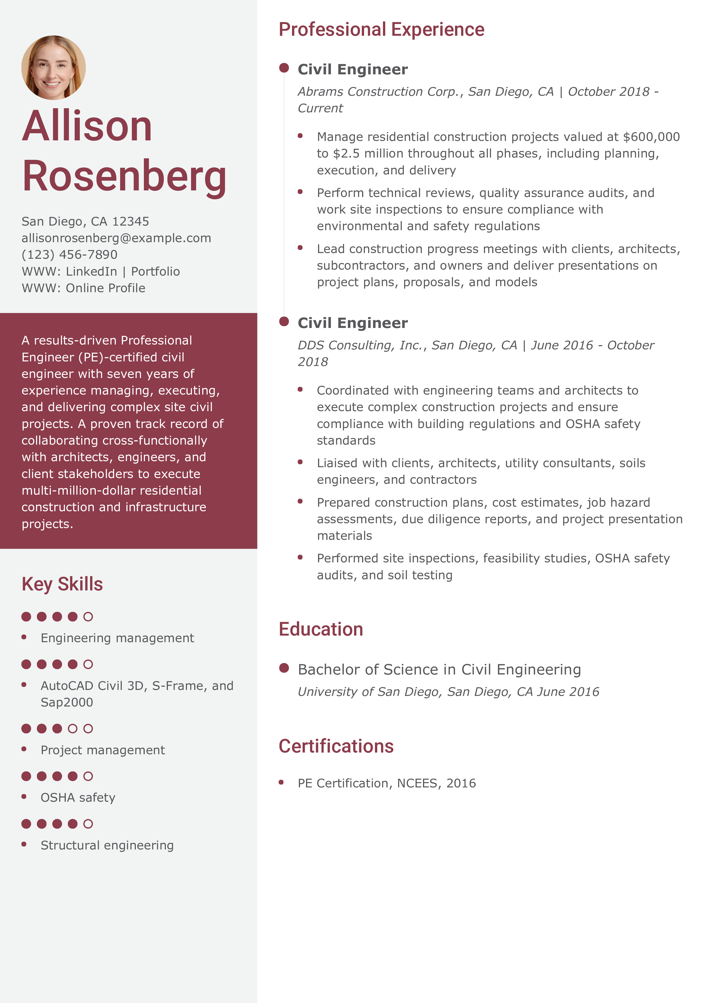 Civil Engineering Resume