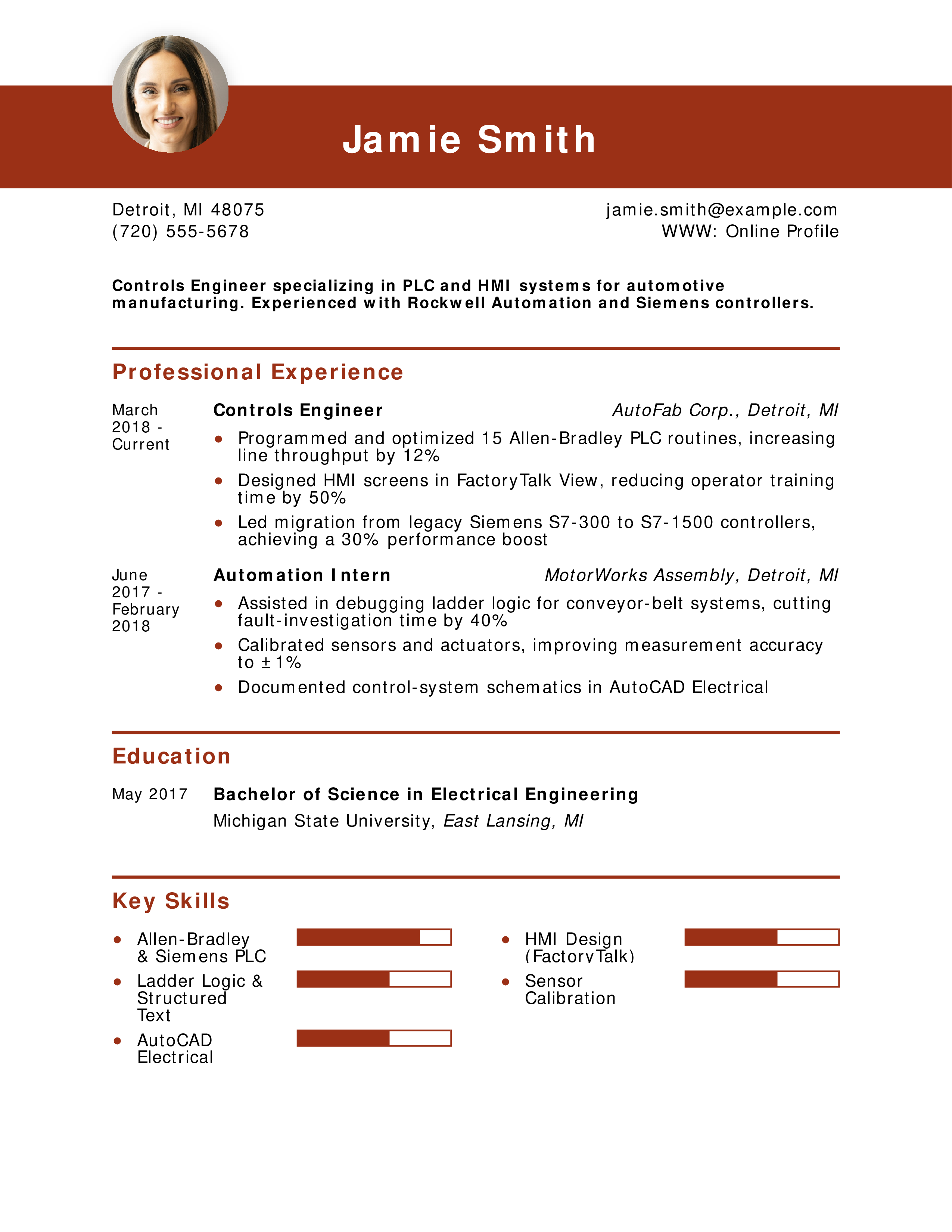 Controls Engineer Resume