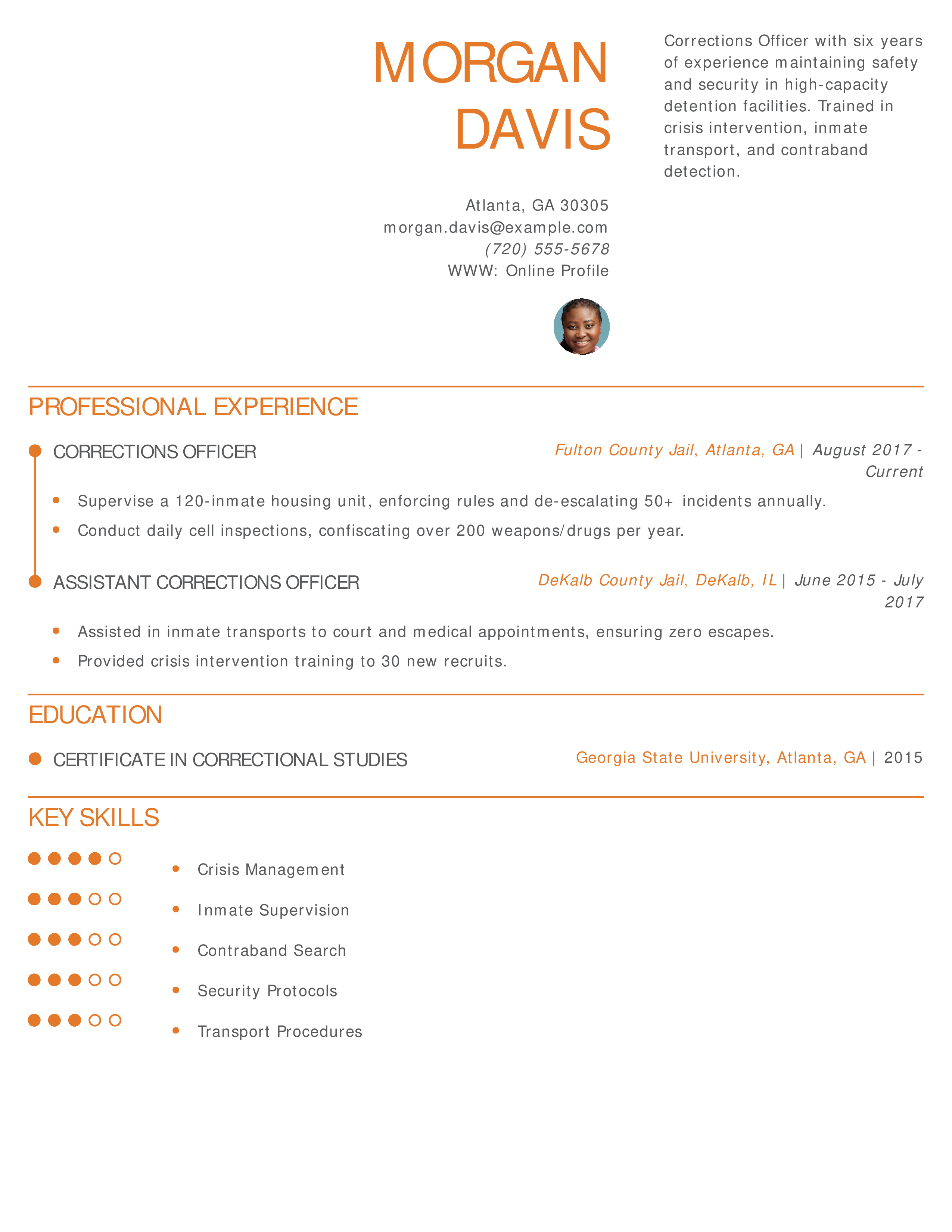 Corrections Officer Resume