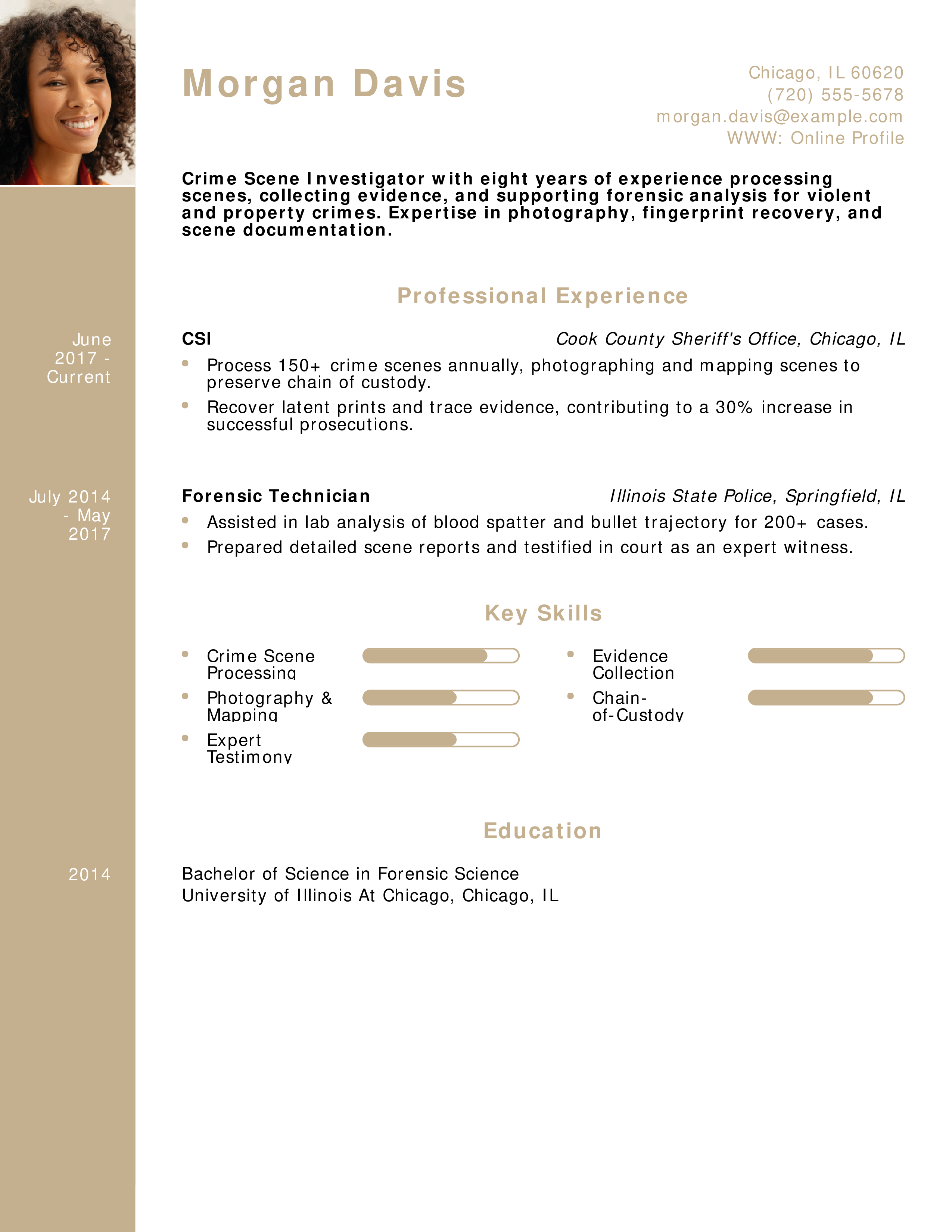 Crime Scene Investigator Resume