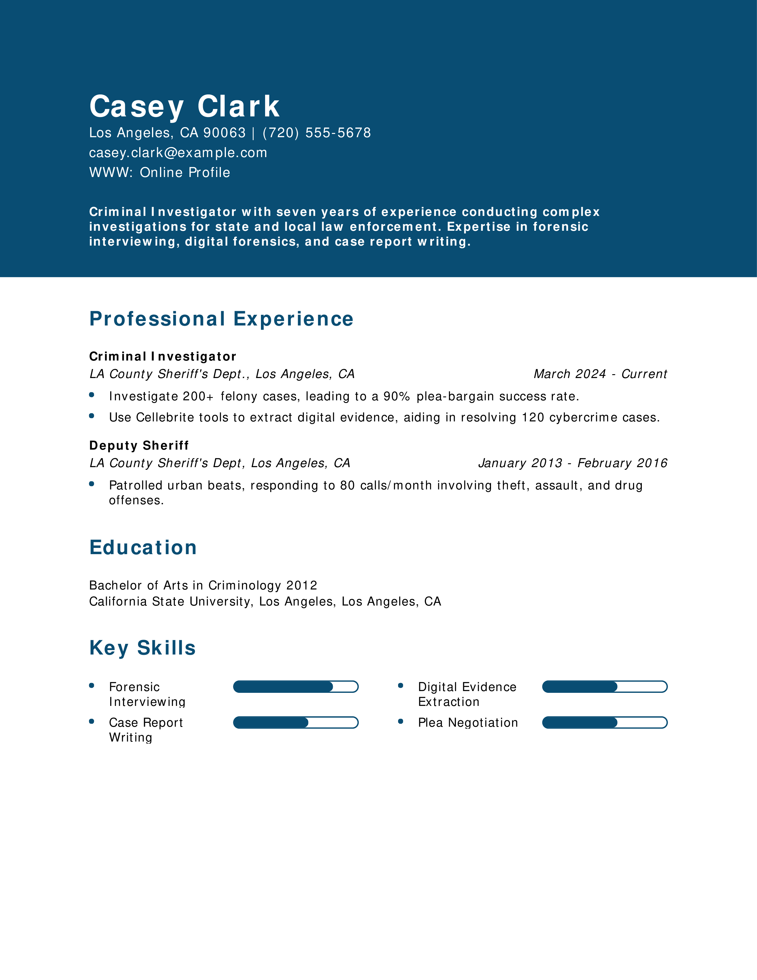 Criminal Investigator Resume
