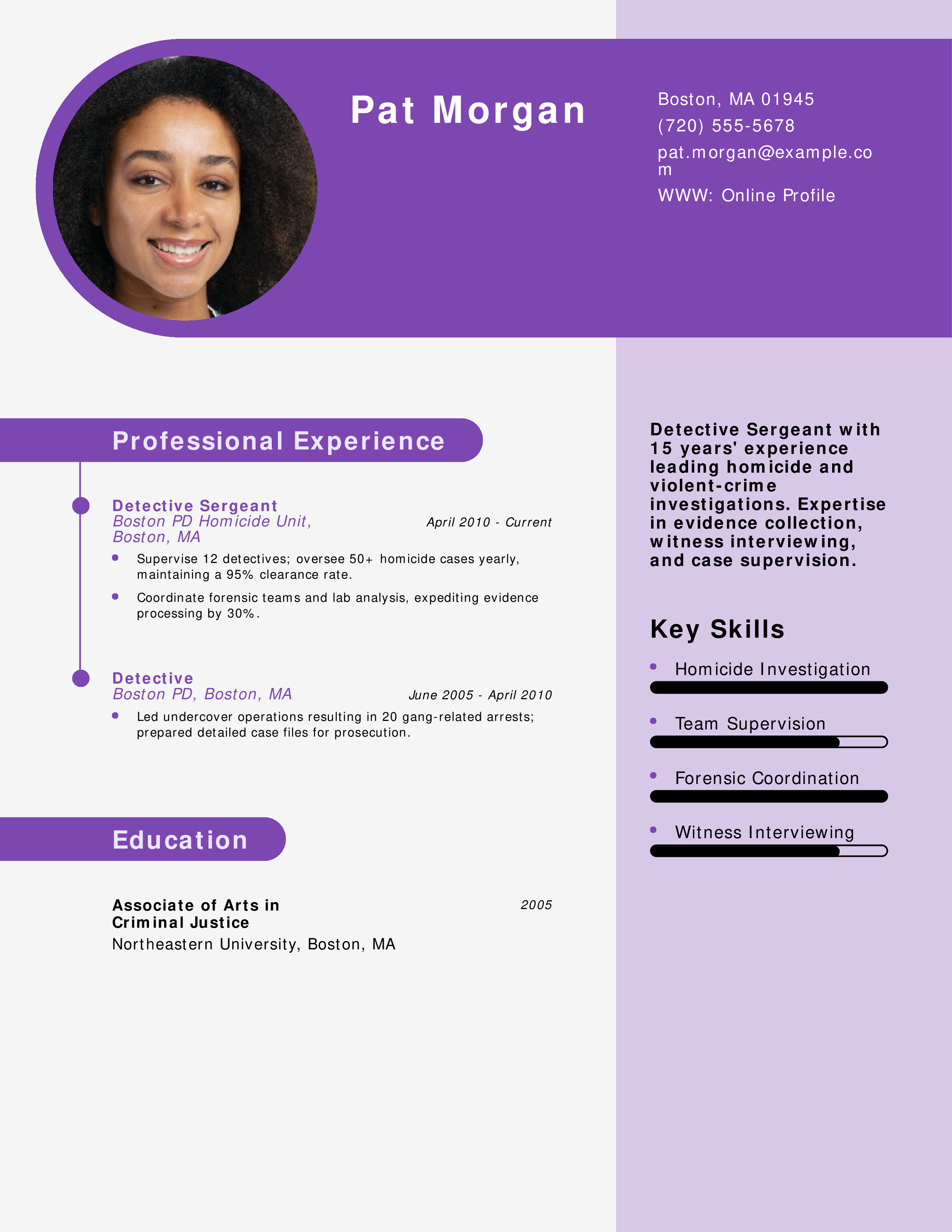 Detective Sergeant Resume