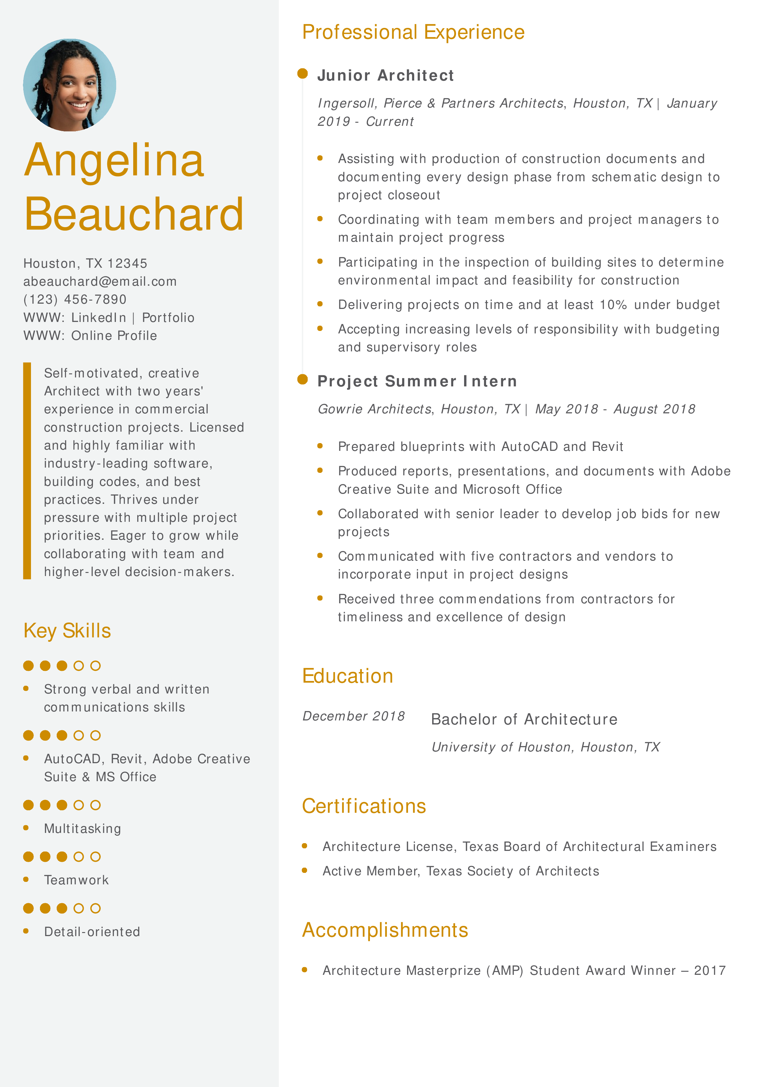 Entry-Level Architect Resume