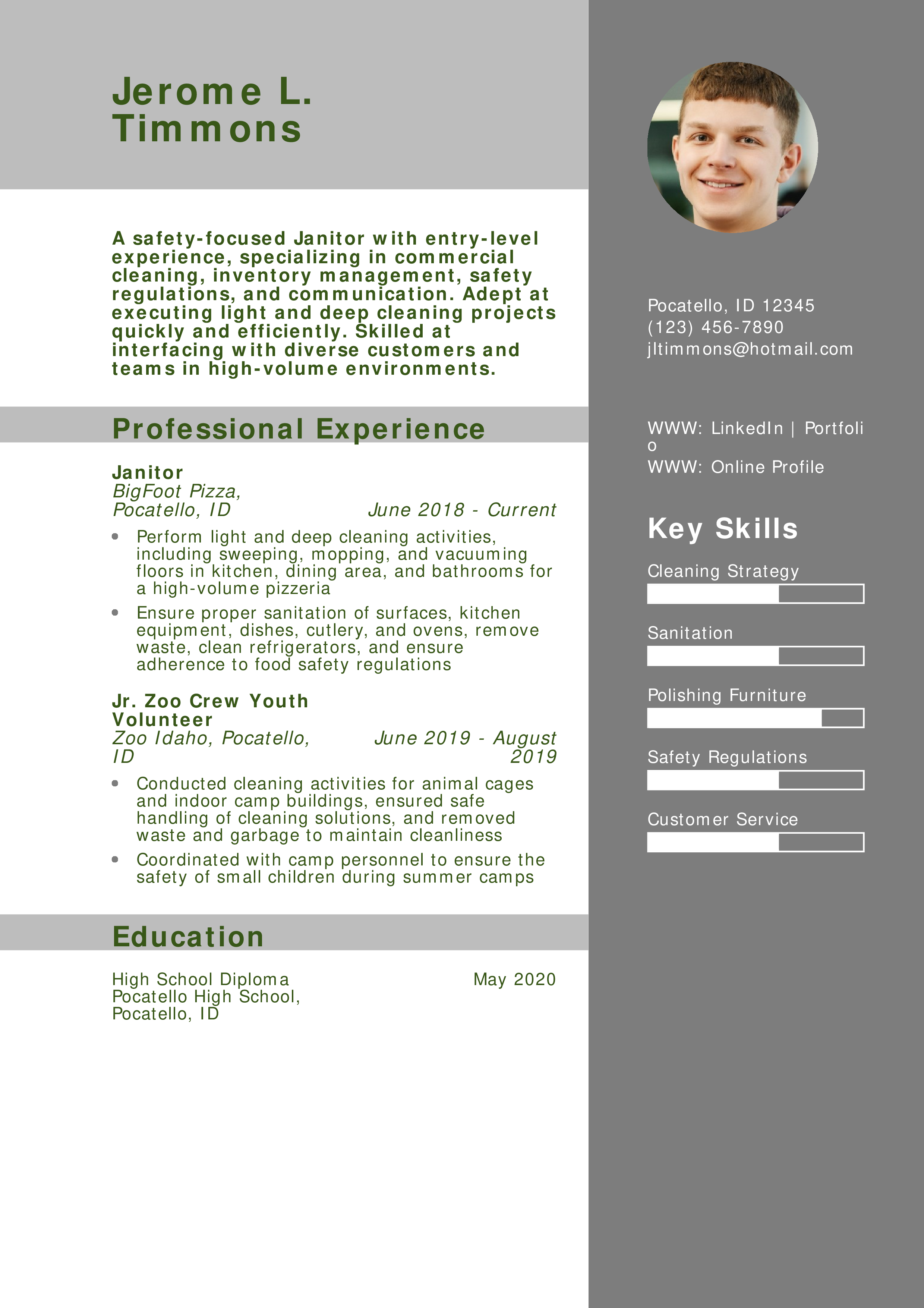 Entry-Level Janitor Resume 2