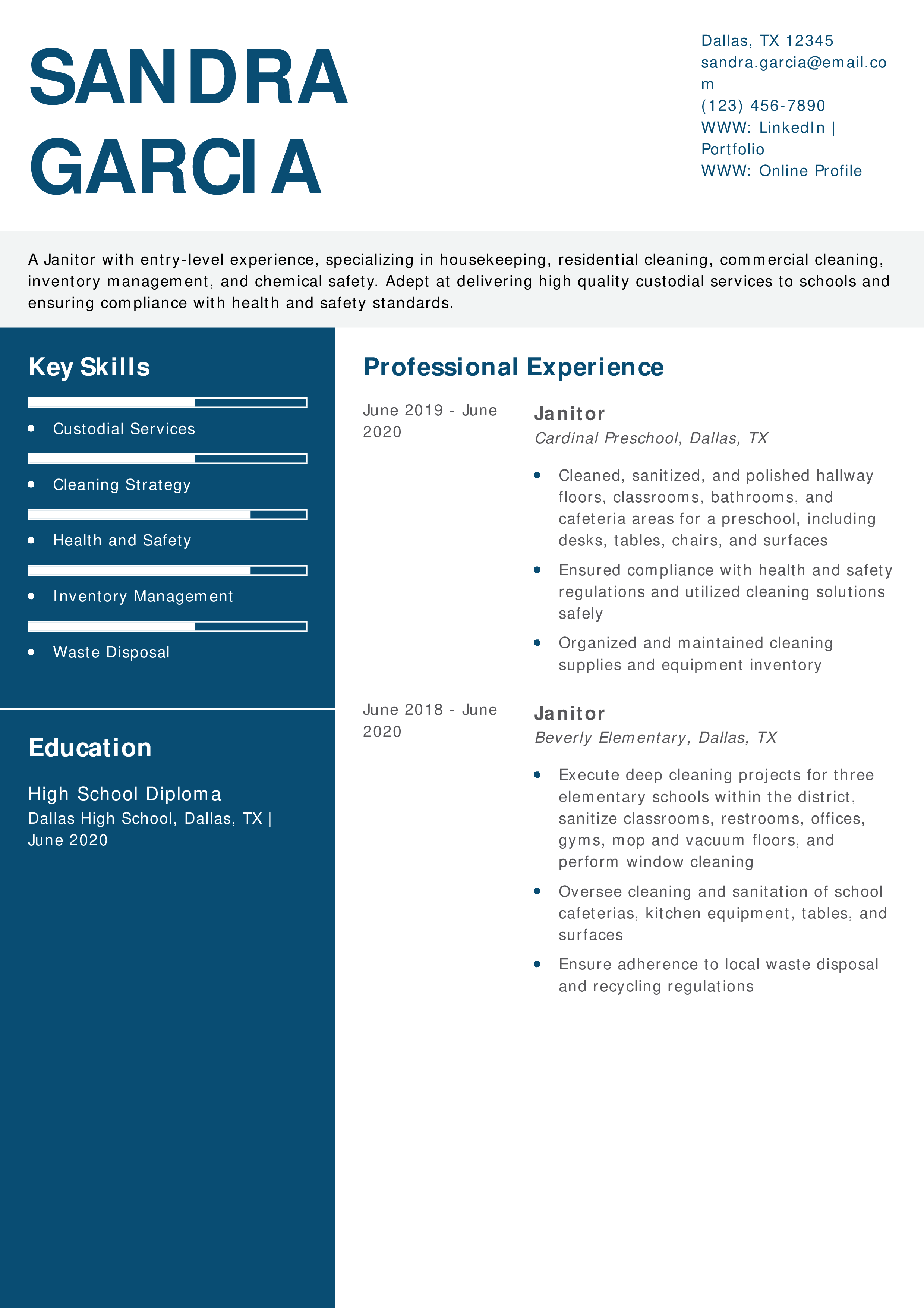 Entry-Level Janitor Resume 3