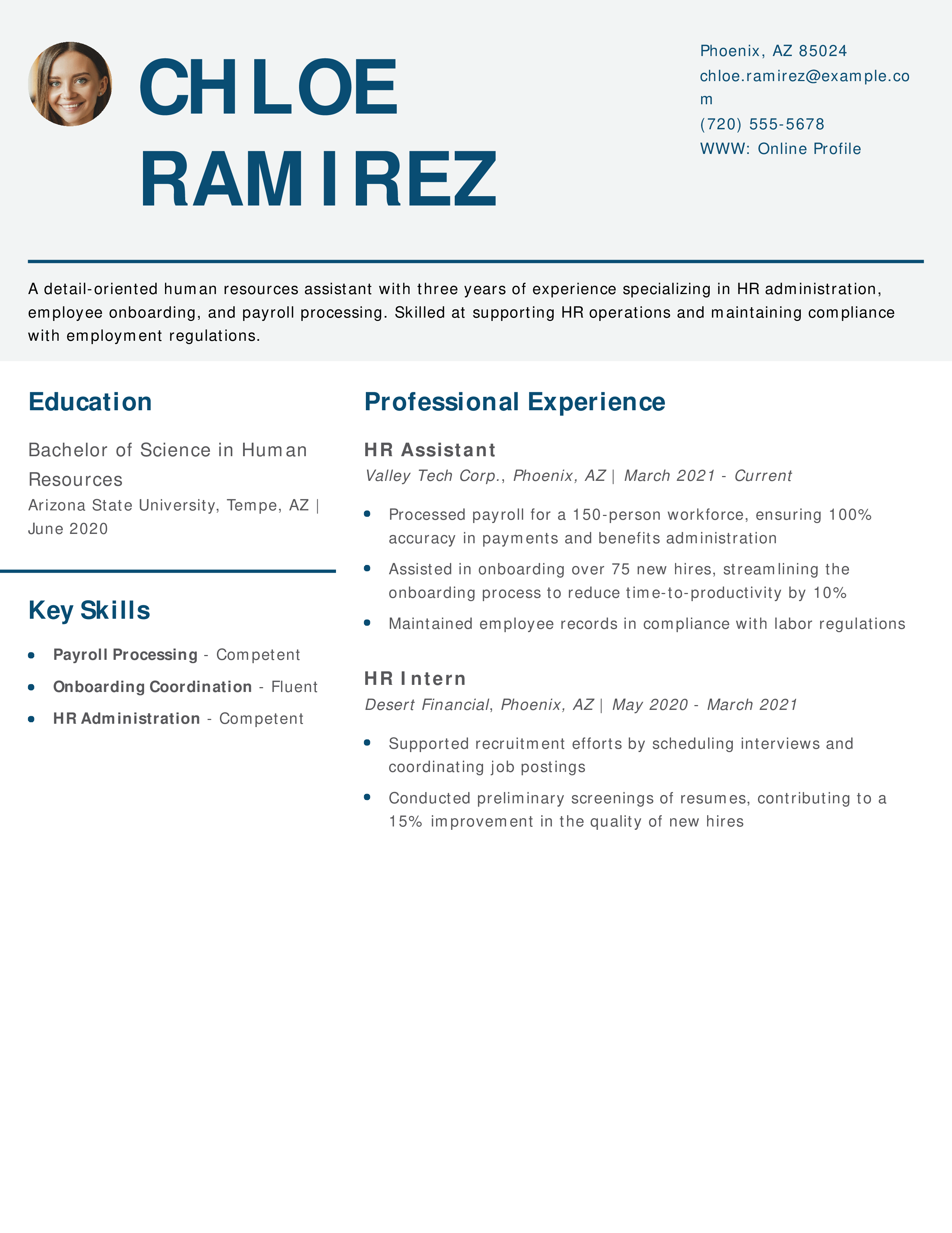 Human Resources (HR) Assistant Resume