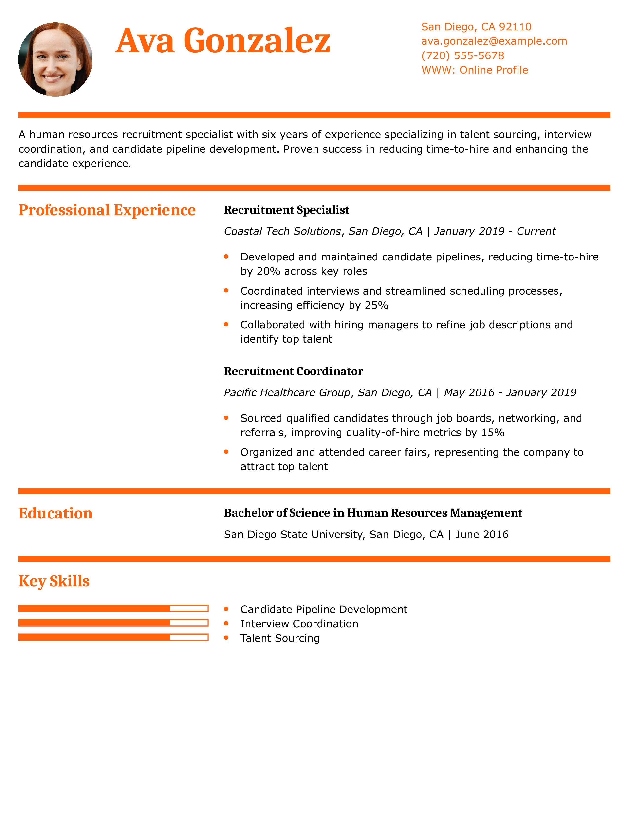 Human Resources Recruitment Specialist Resume