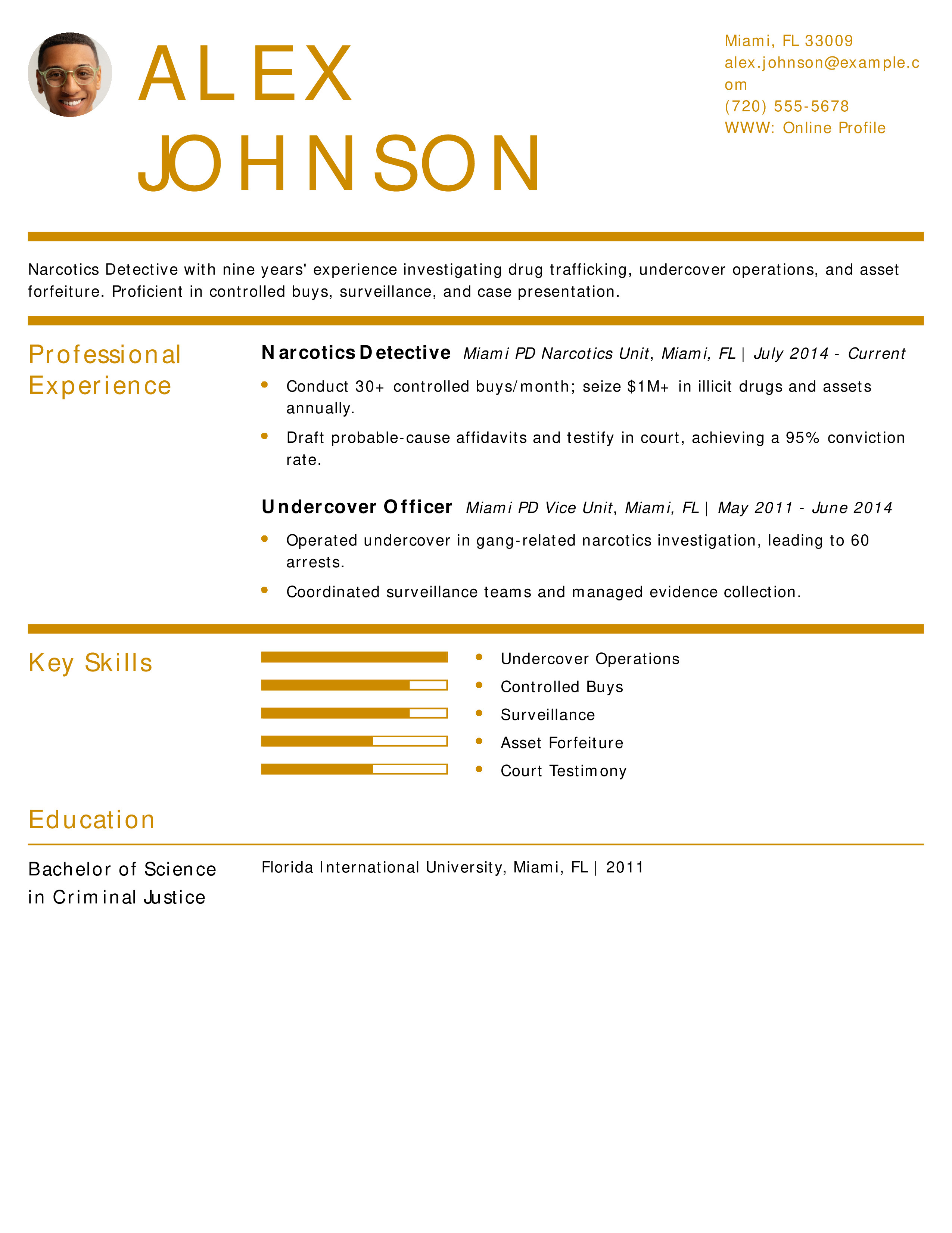 Narcotics Detective Resume