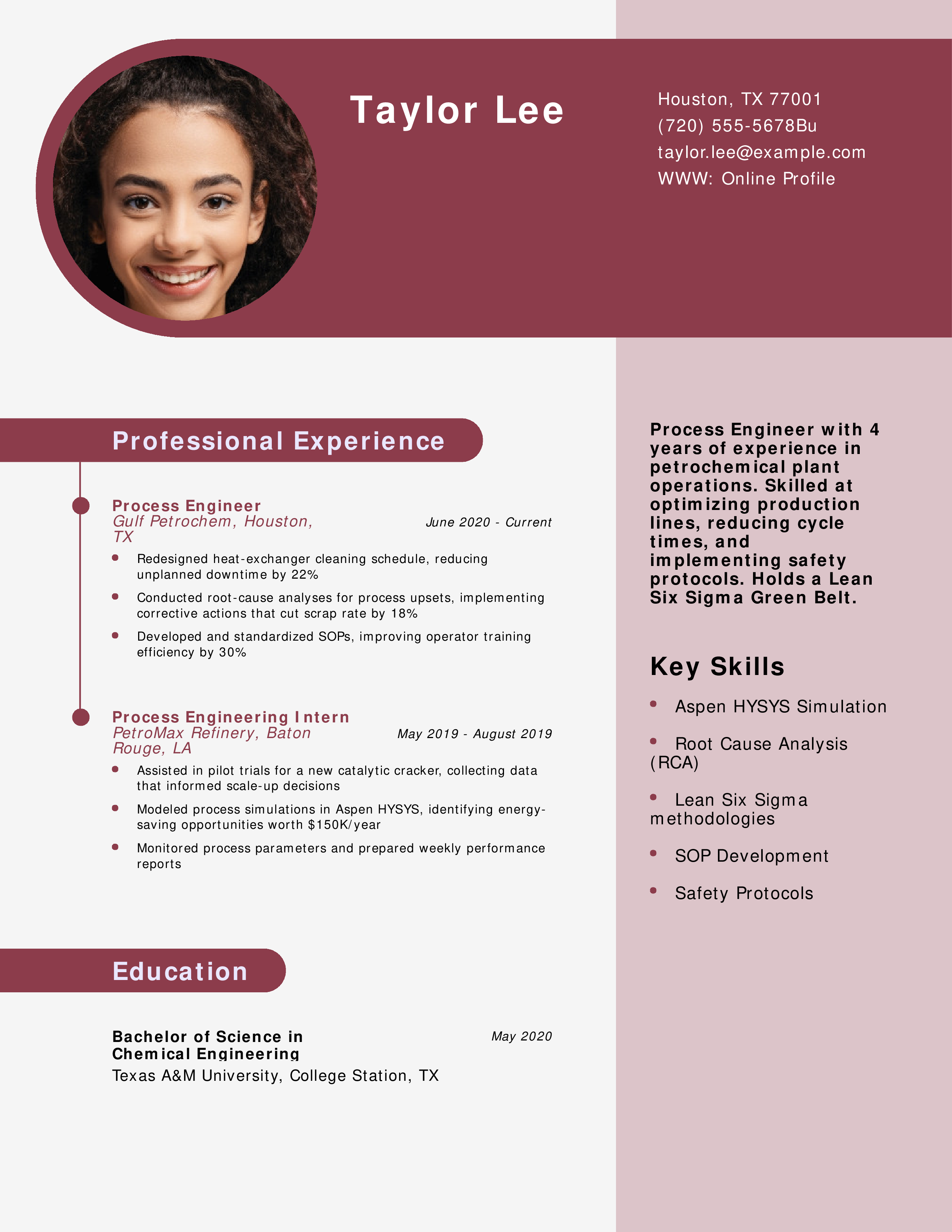 Process Engineer Resume