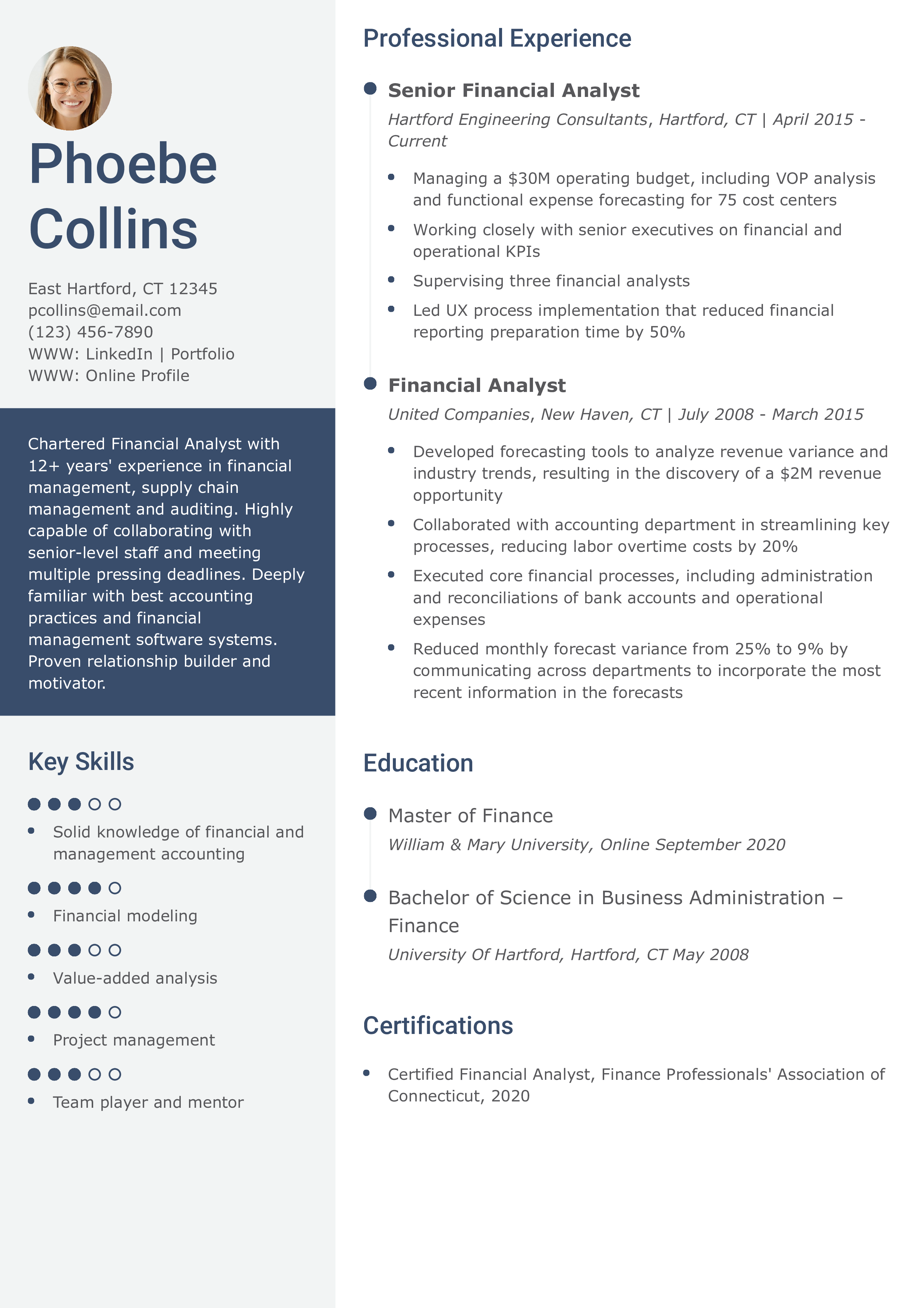 Senior-Level Financial Analyst Resume