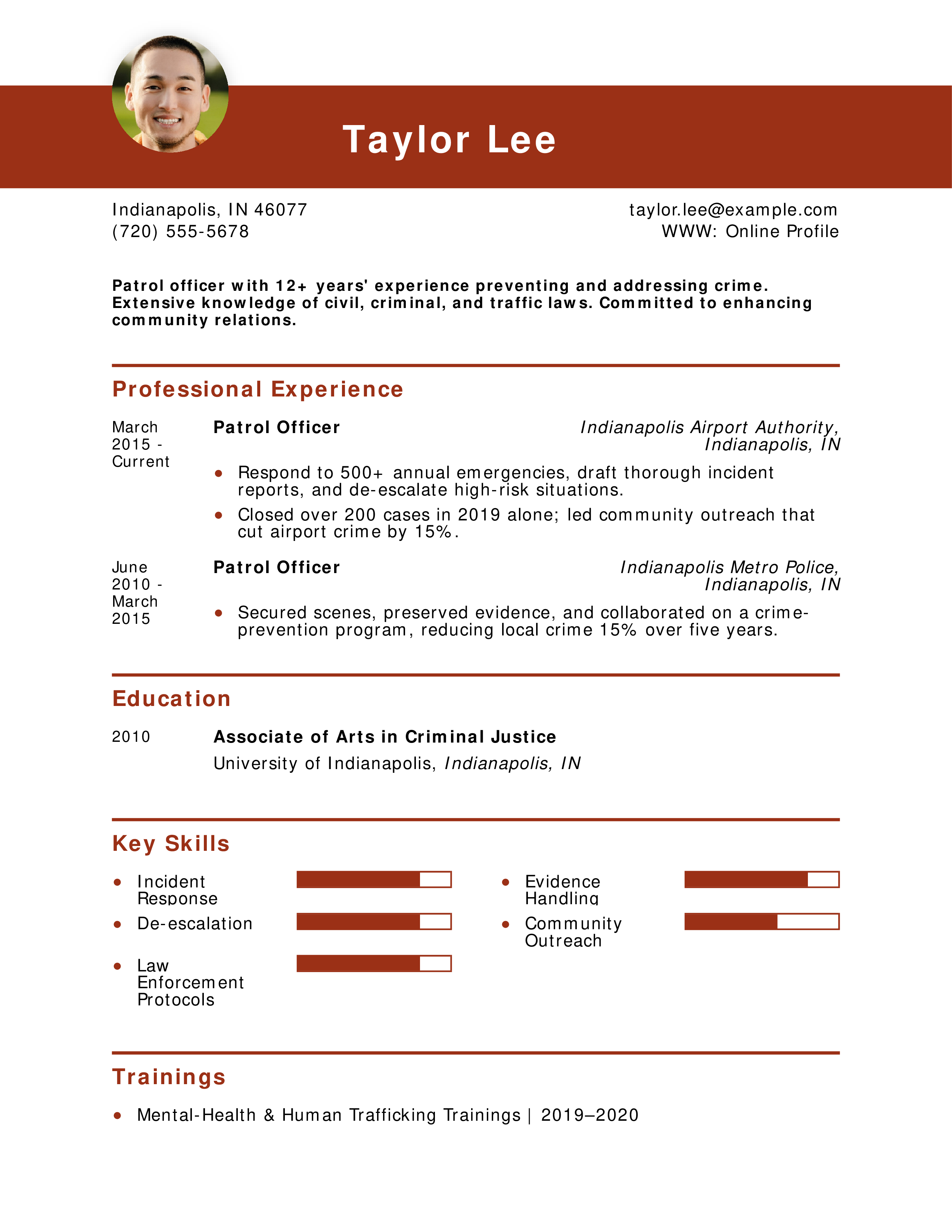 Senior Patrol Officer Resume