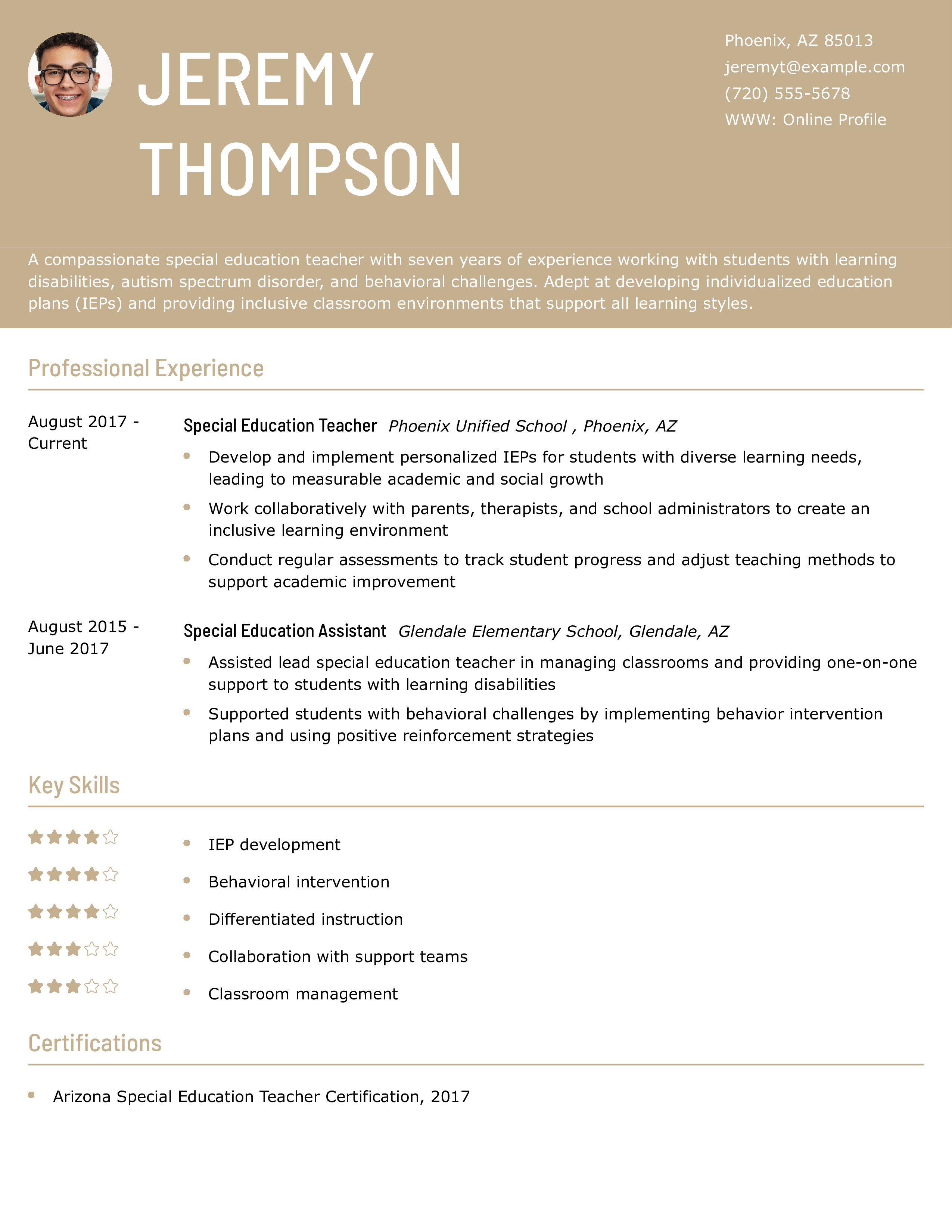 Special Education Teacher Resume