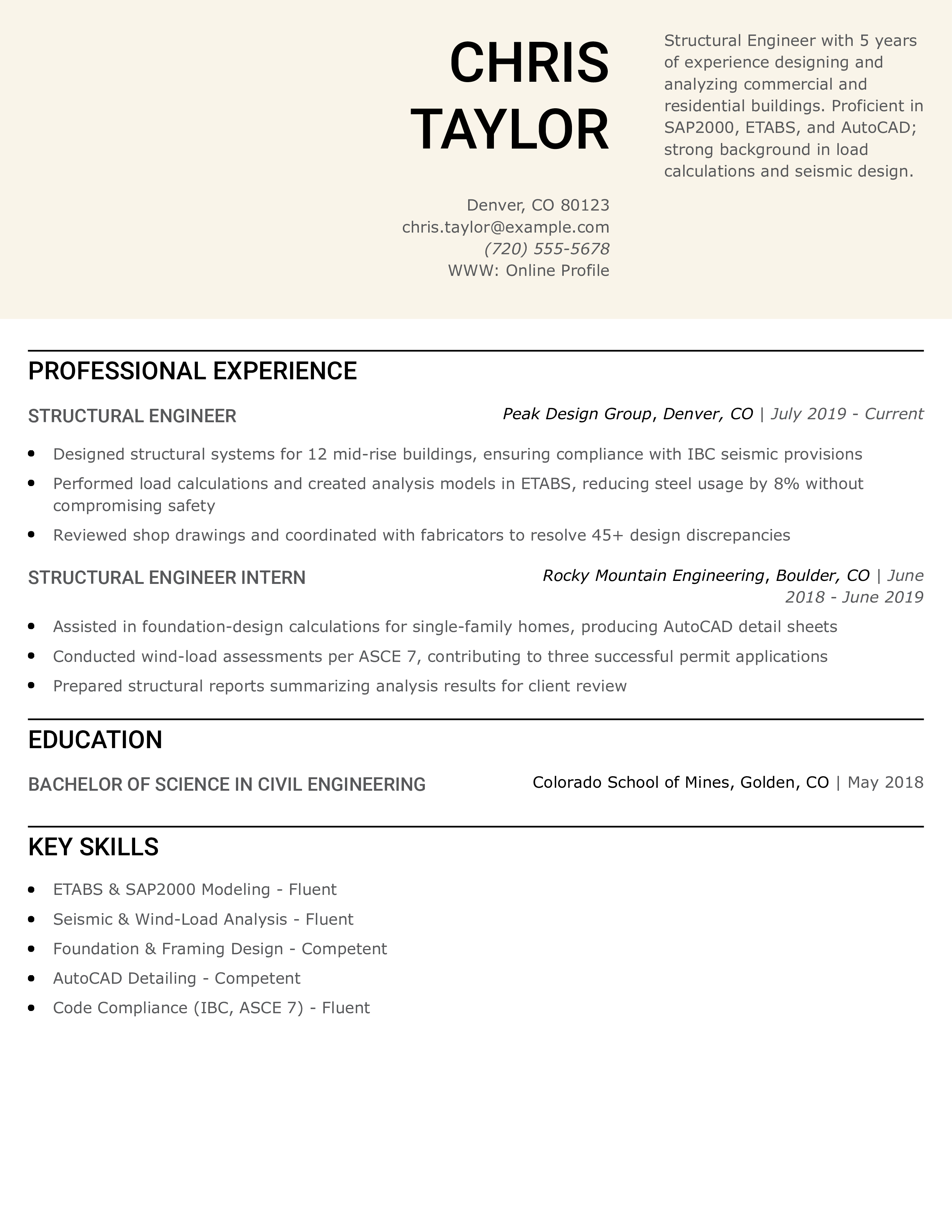 Structural Engineer Resume