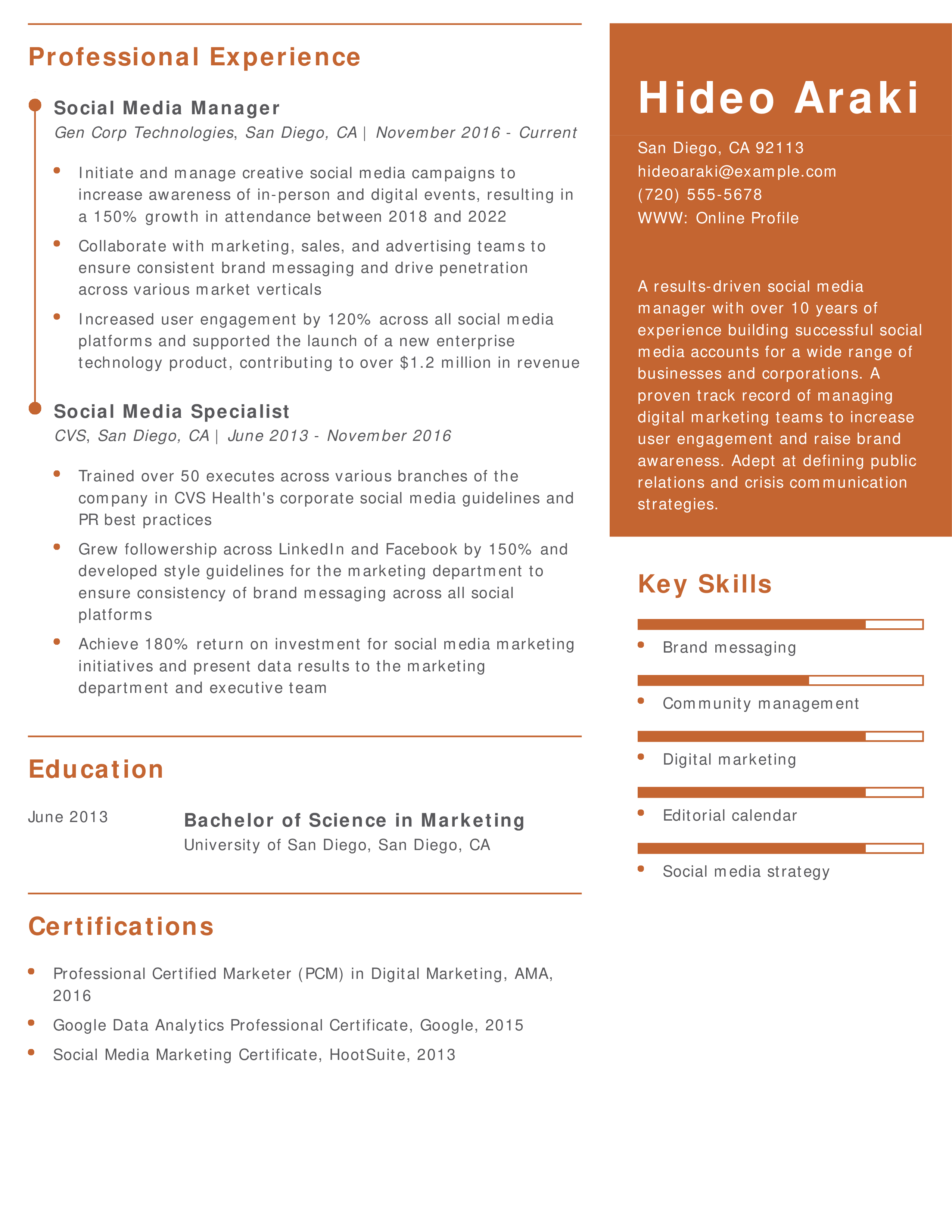 Tech Social Media Manager Resume