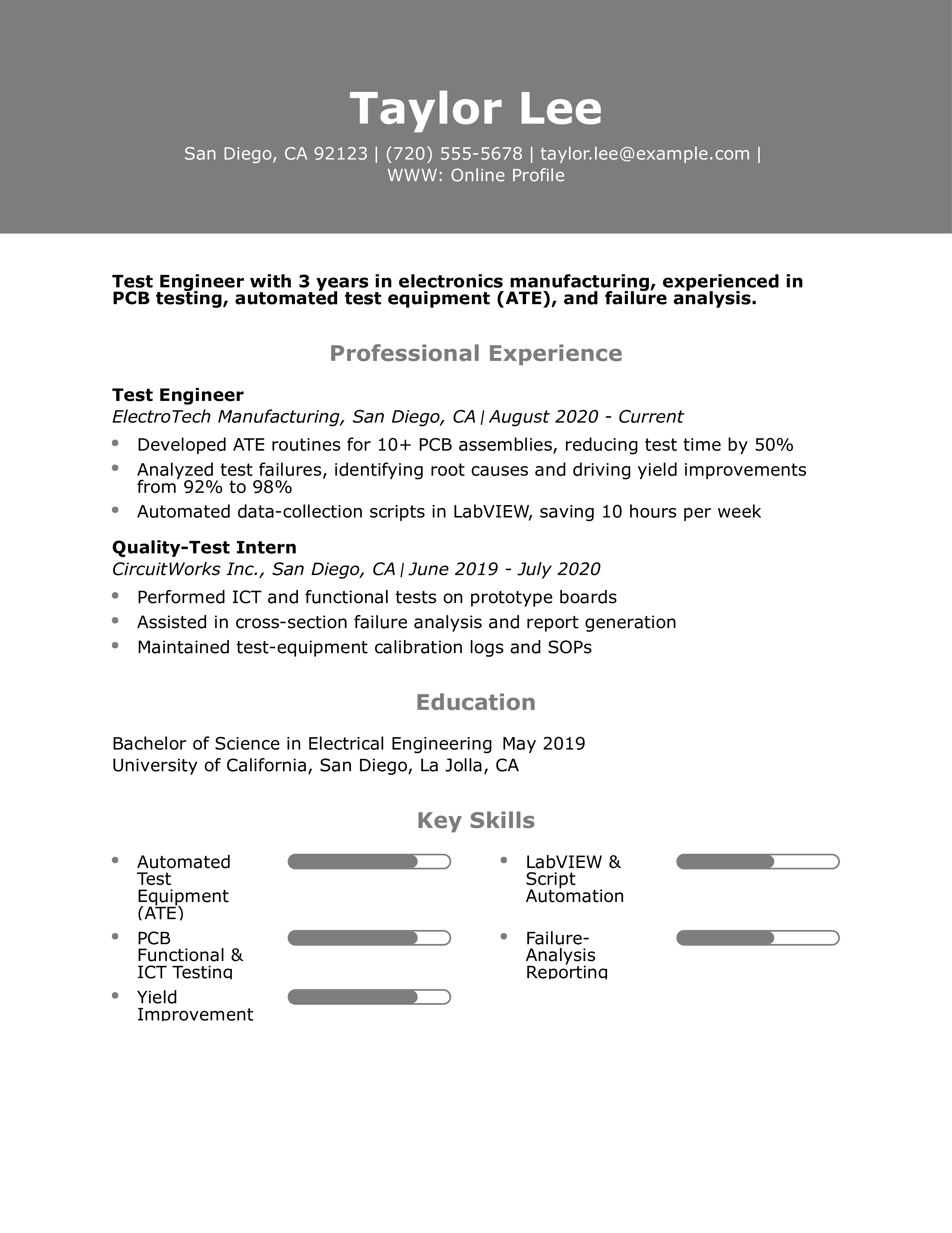 Test Engineer Resume