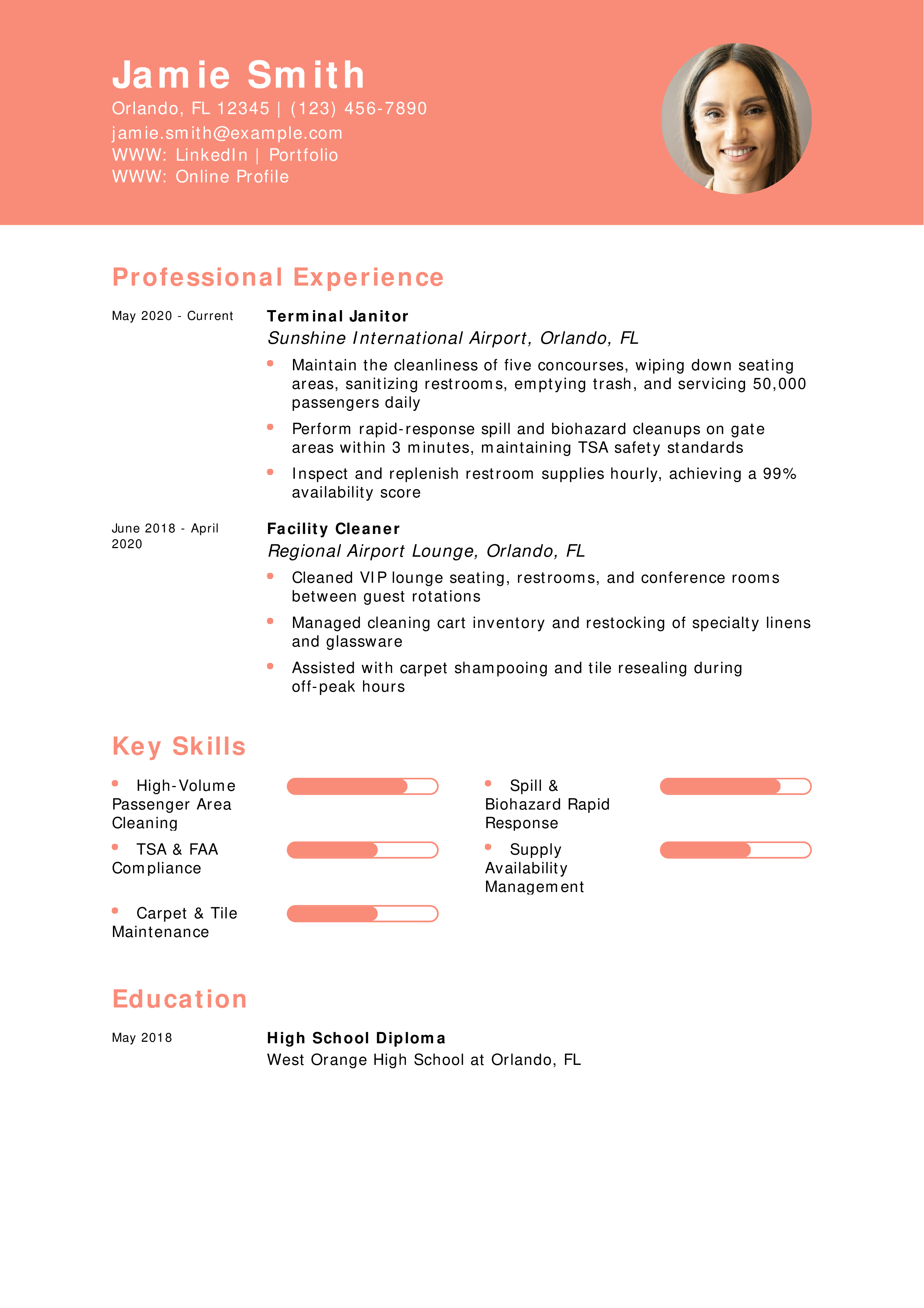 Airport Terminal Janitor Resume