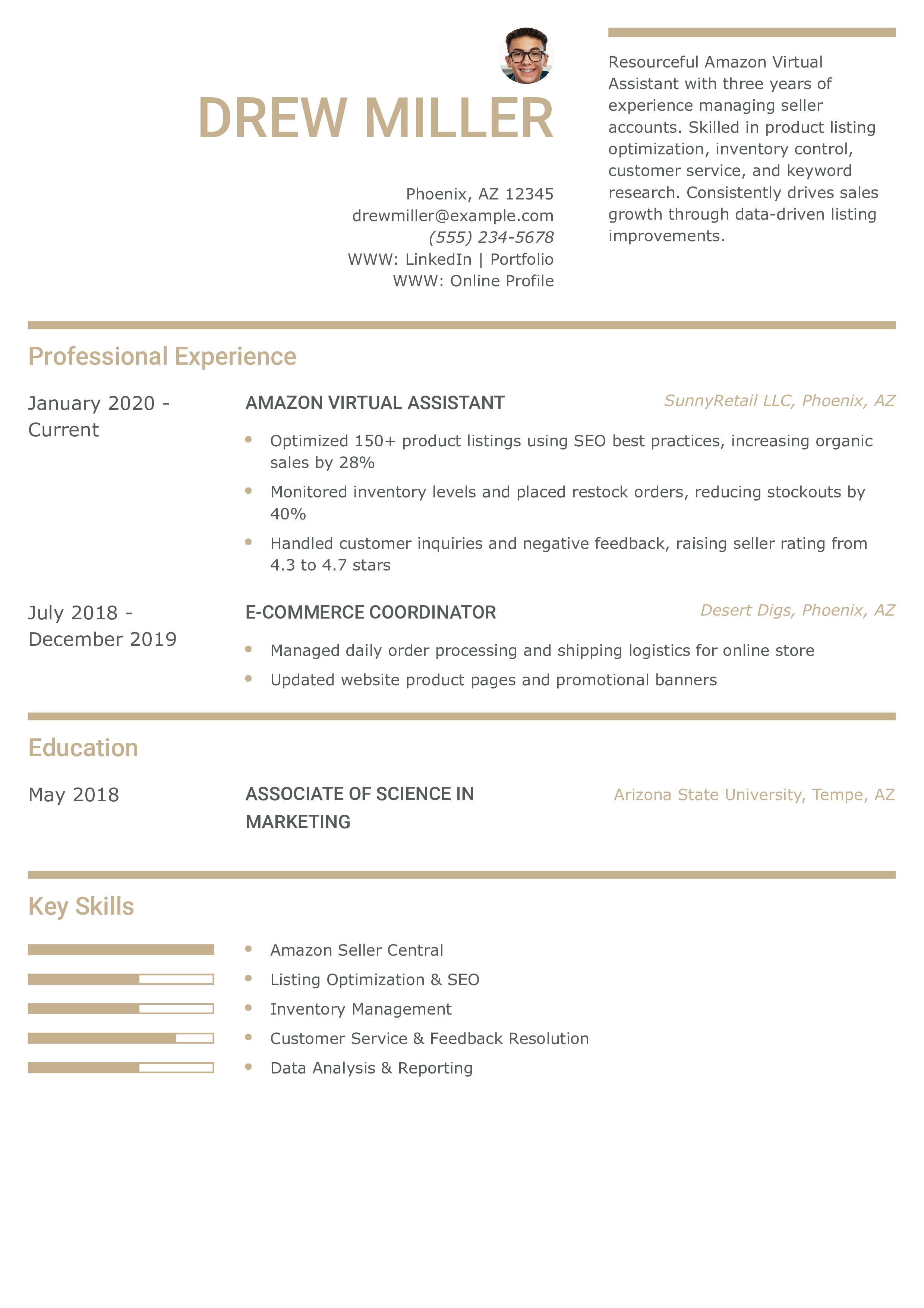Amazon Virtual Assistant Resume
