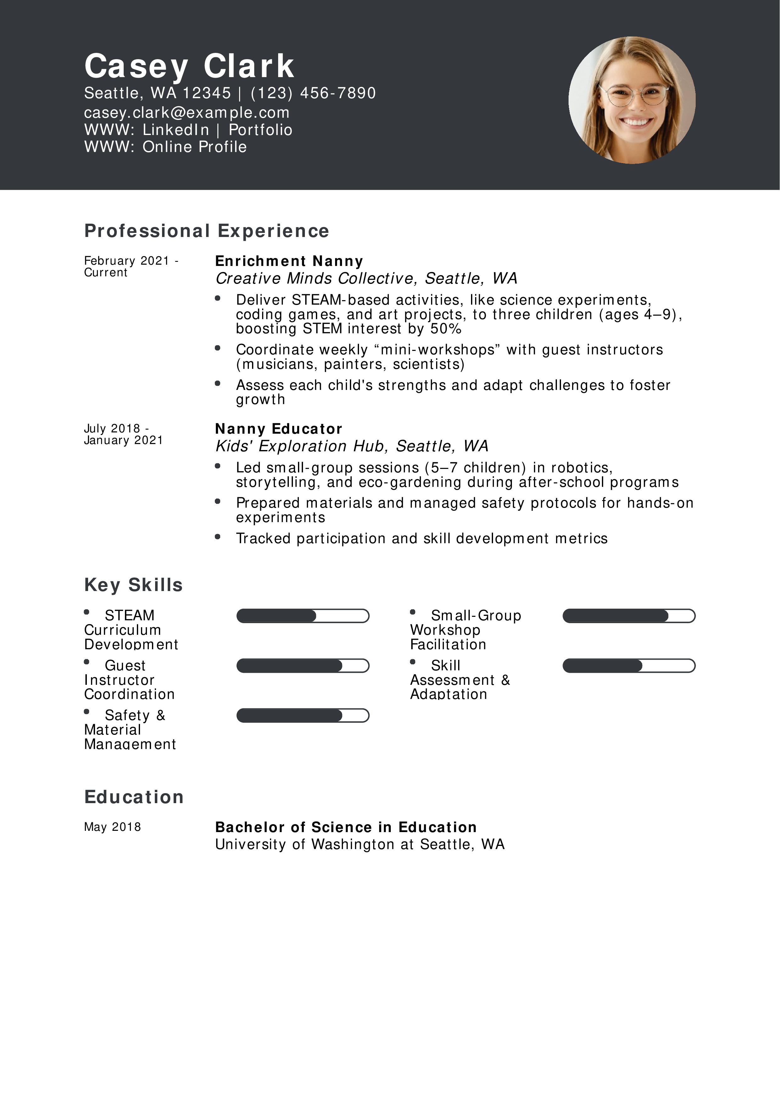 Enrichment Nanny Resume