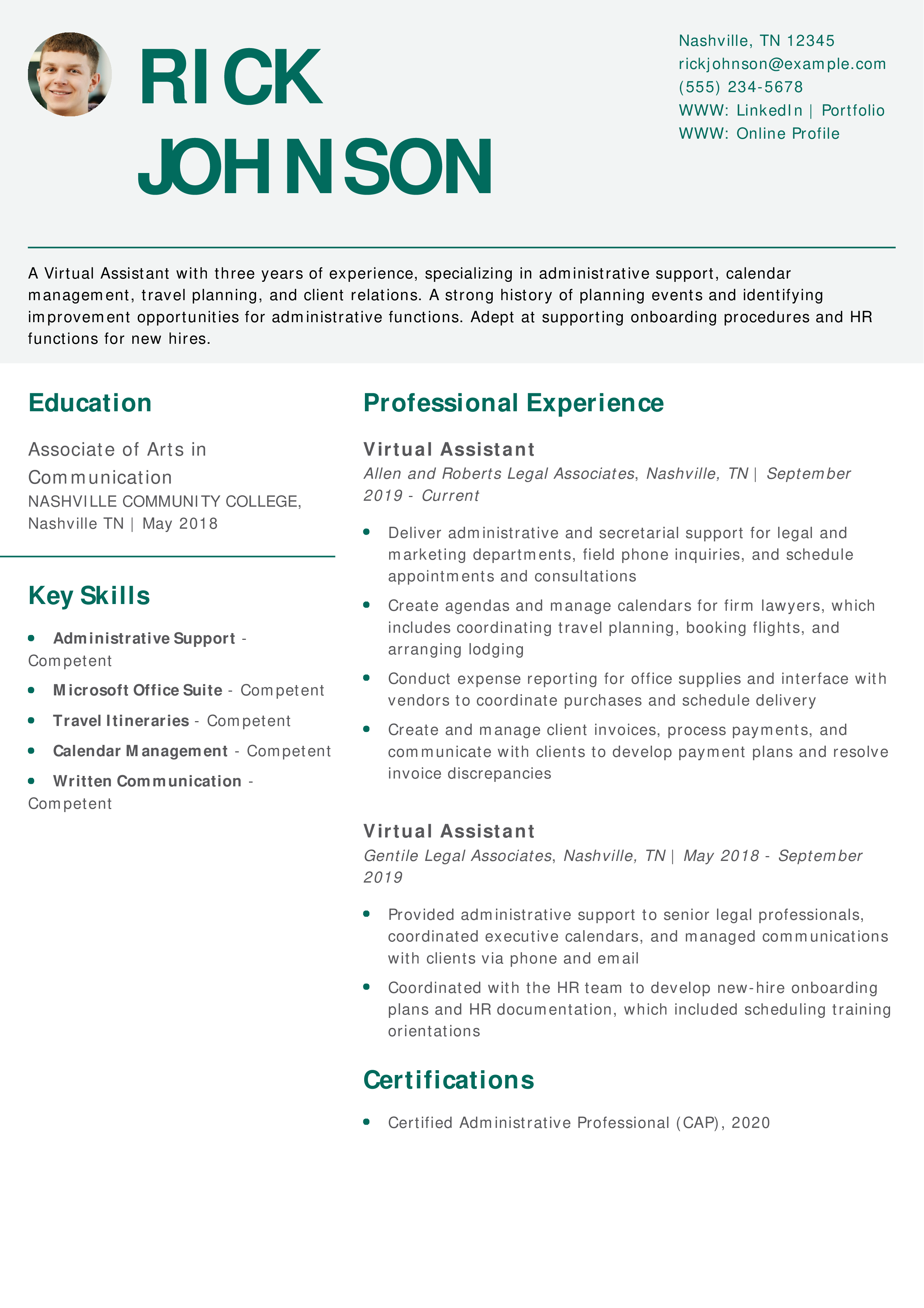 Virtual Assistant Resume