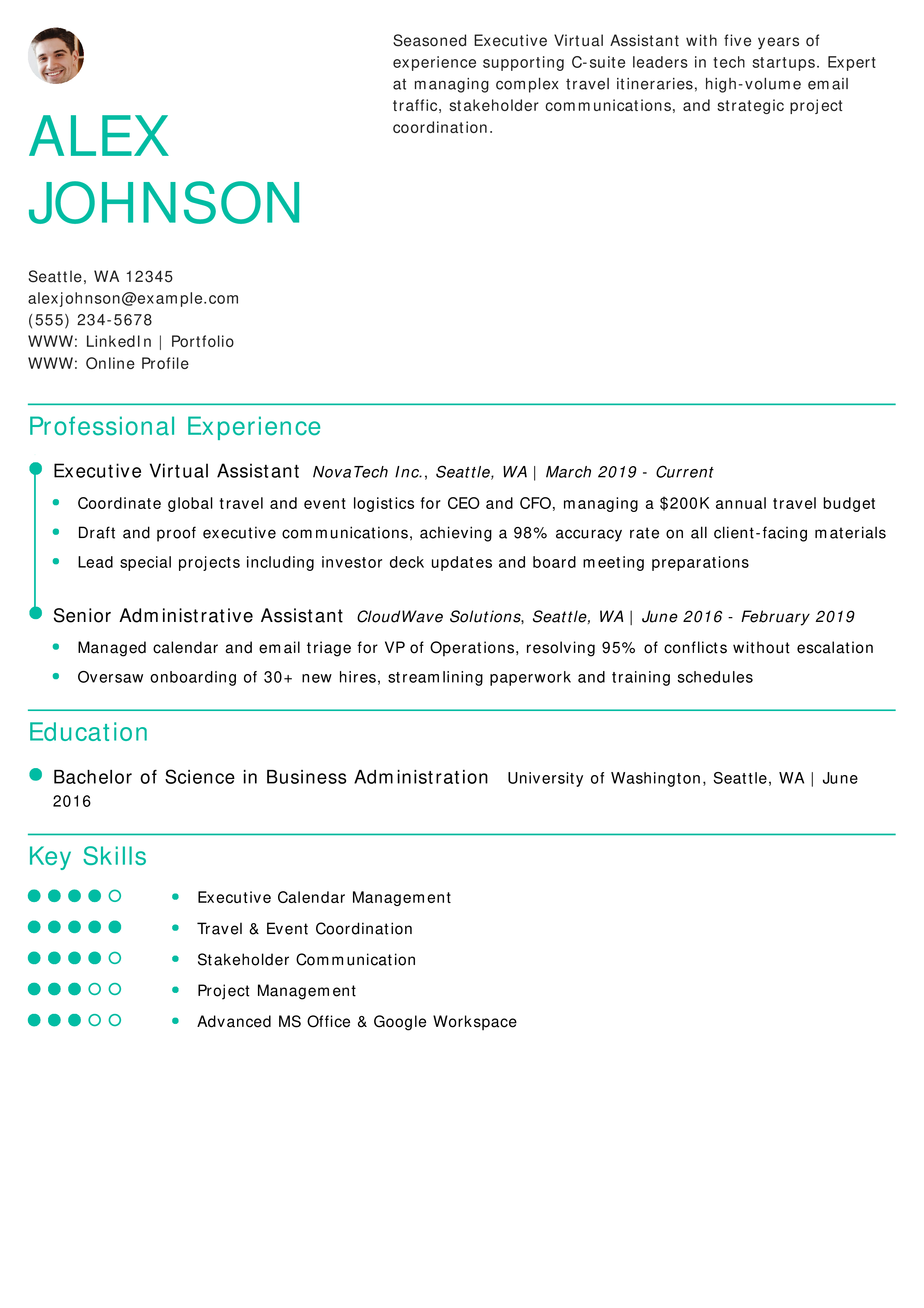 Executive Virtual Assistant Resume