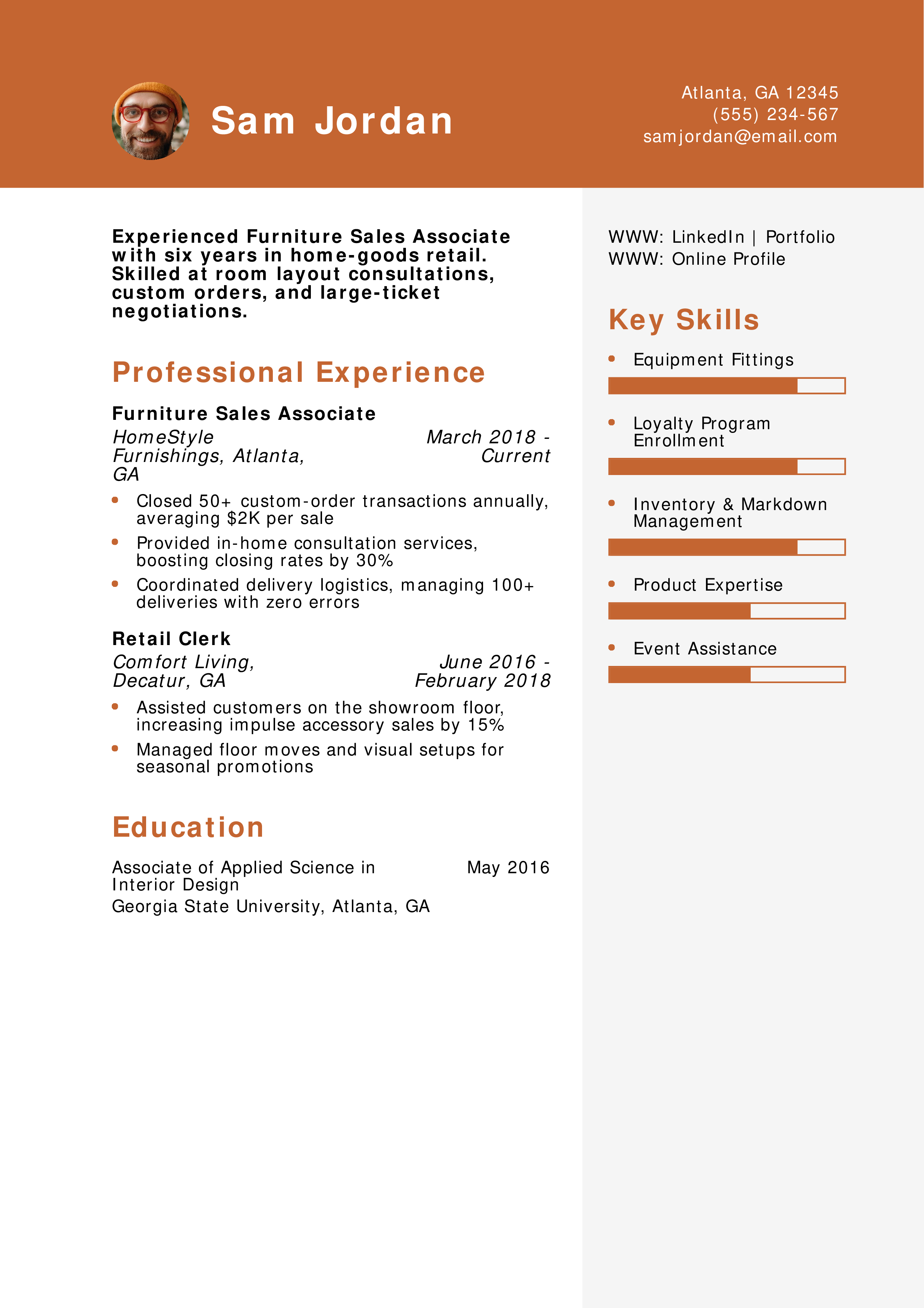 Furniture Sales Associate Resume