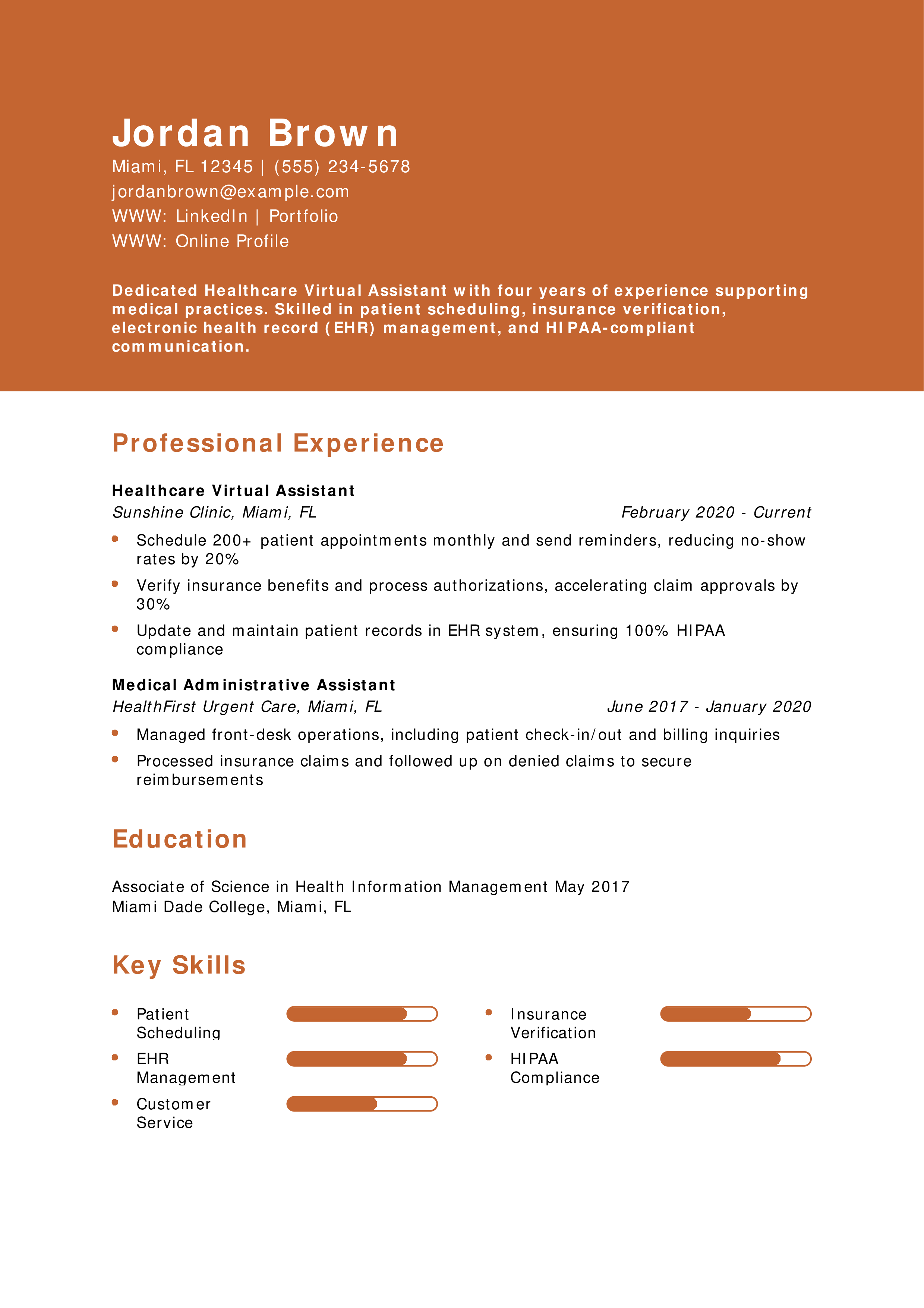 Healthcare Virtual Assistant Resume