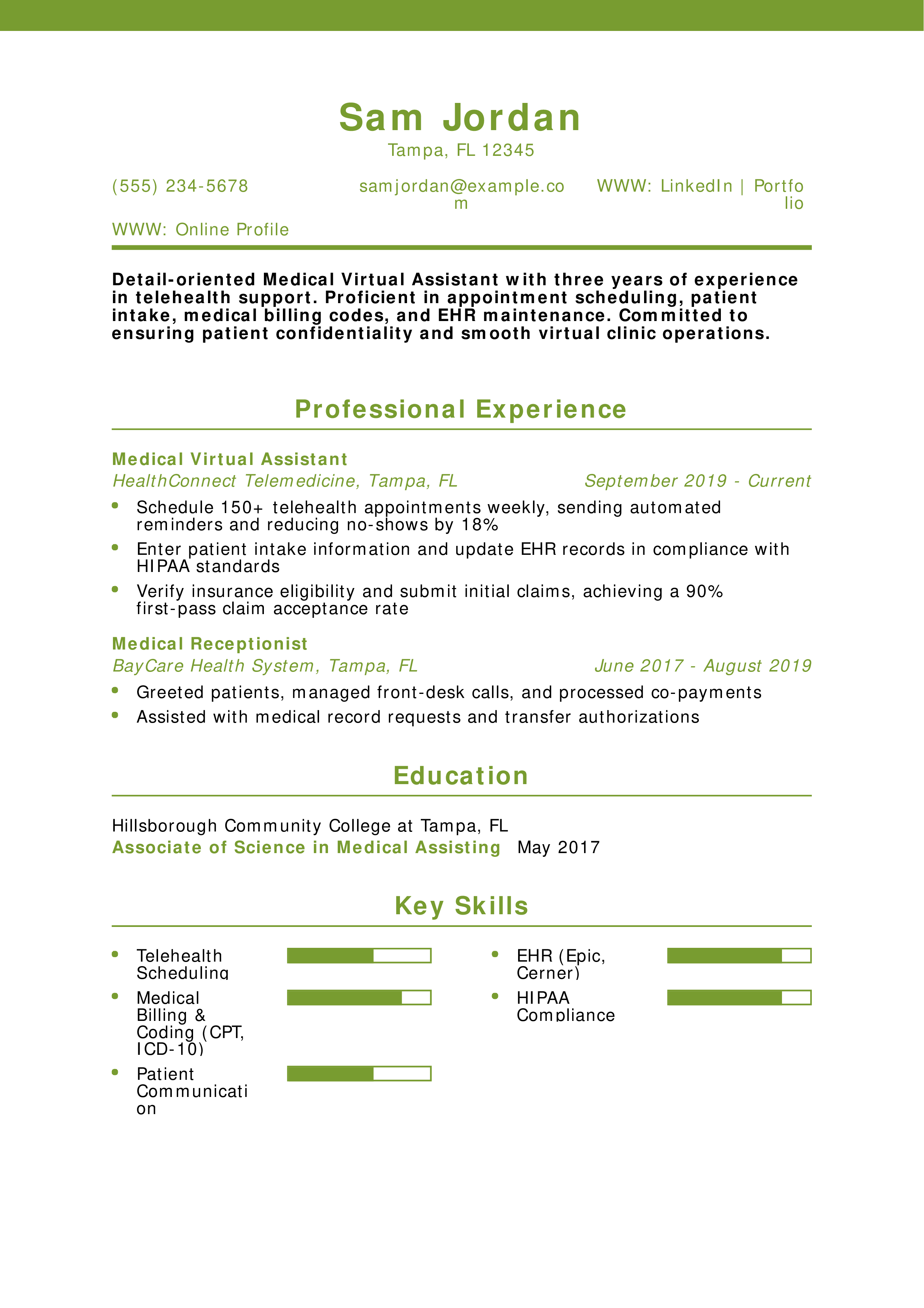Medical Virtual Assistant Resume