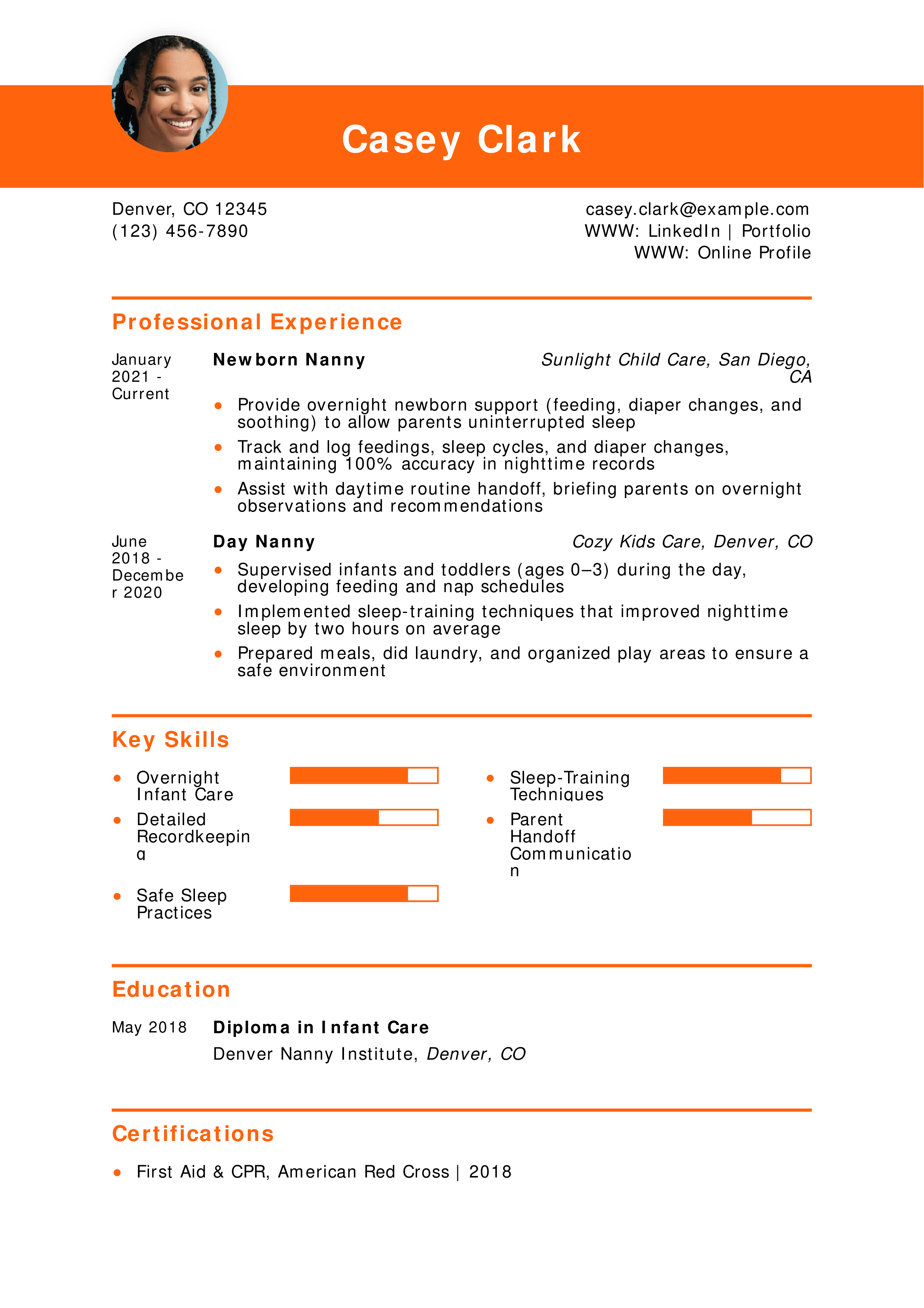 Night Nanny Resume