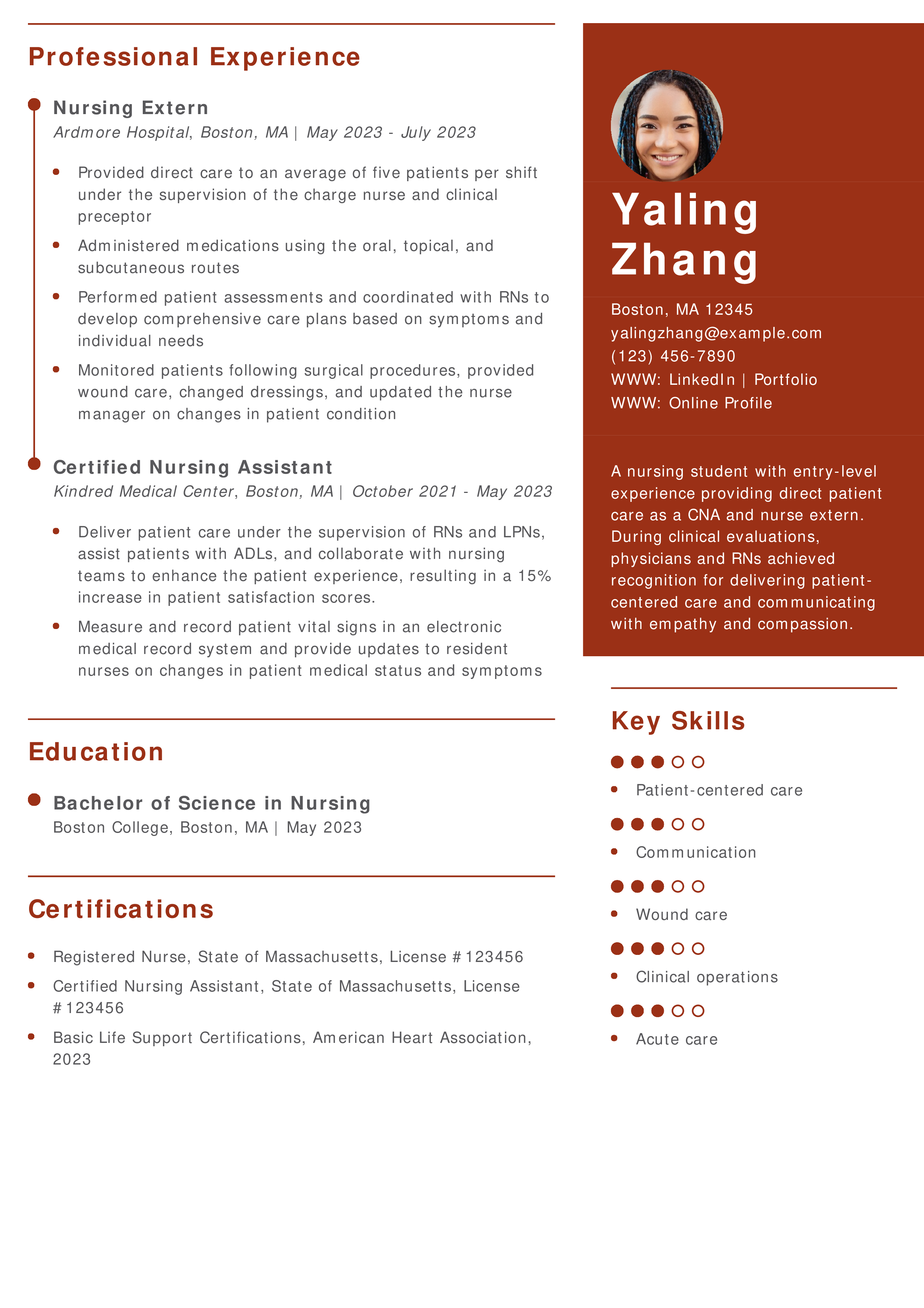 Nursing Student Entry-Level Resume