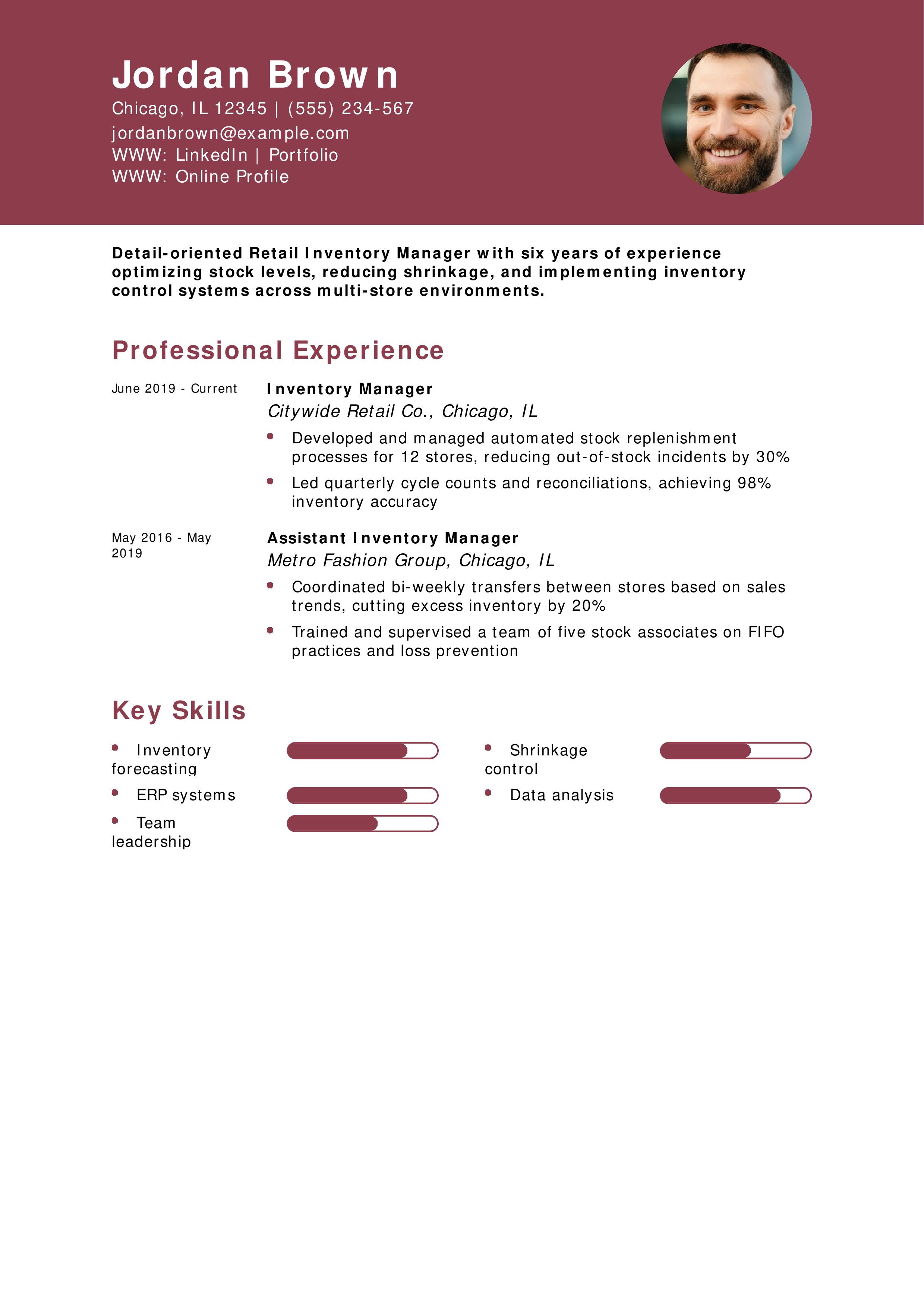 Retail Inventory Manager Resume