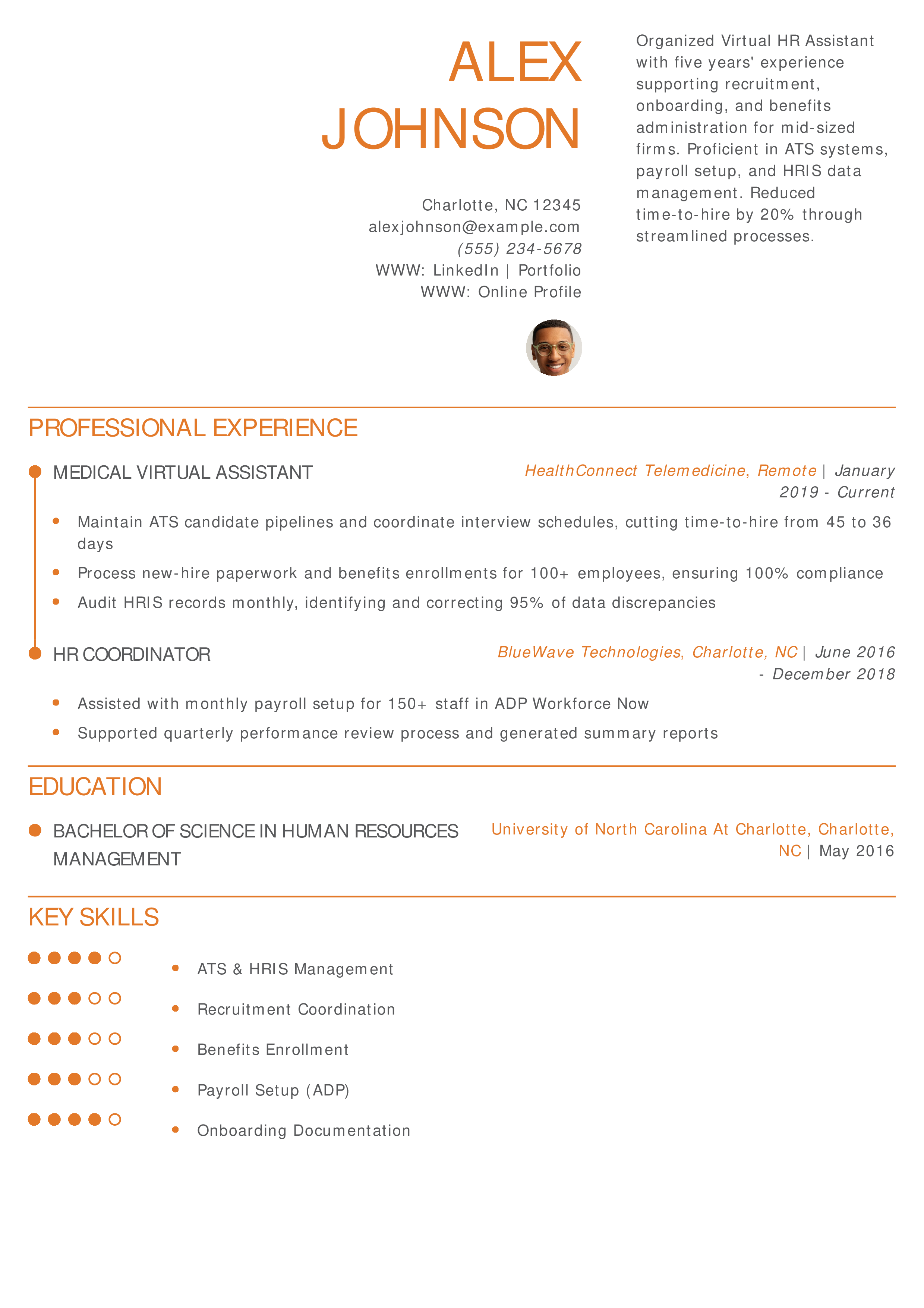Virtual HR Assistant Resume