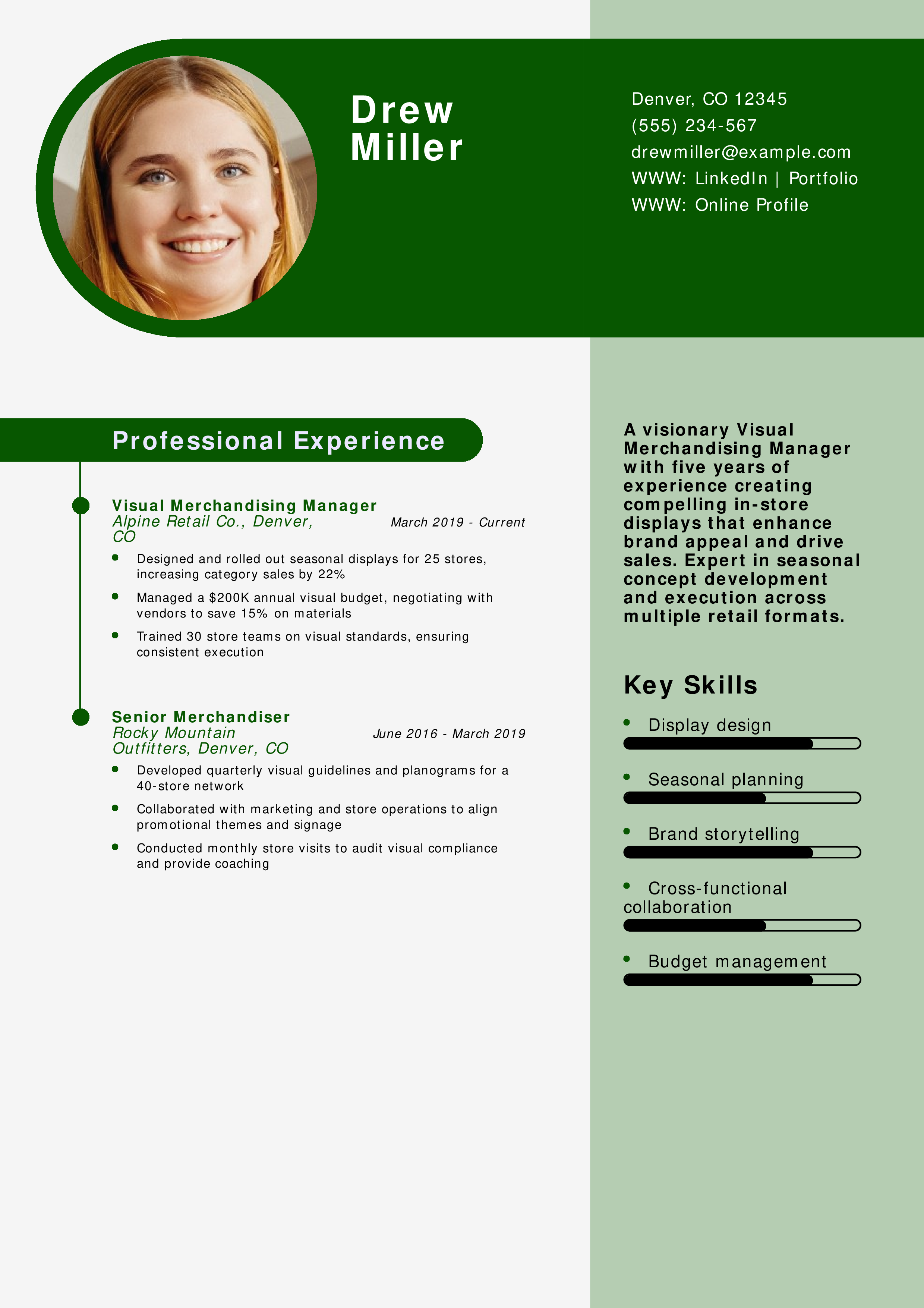 Visual Merchandising Manager Resume