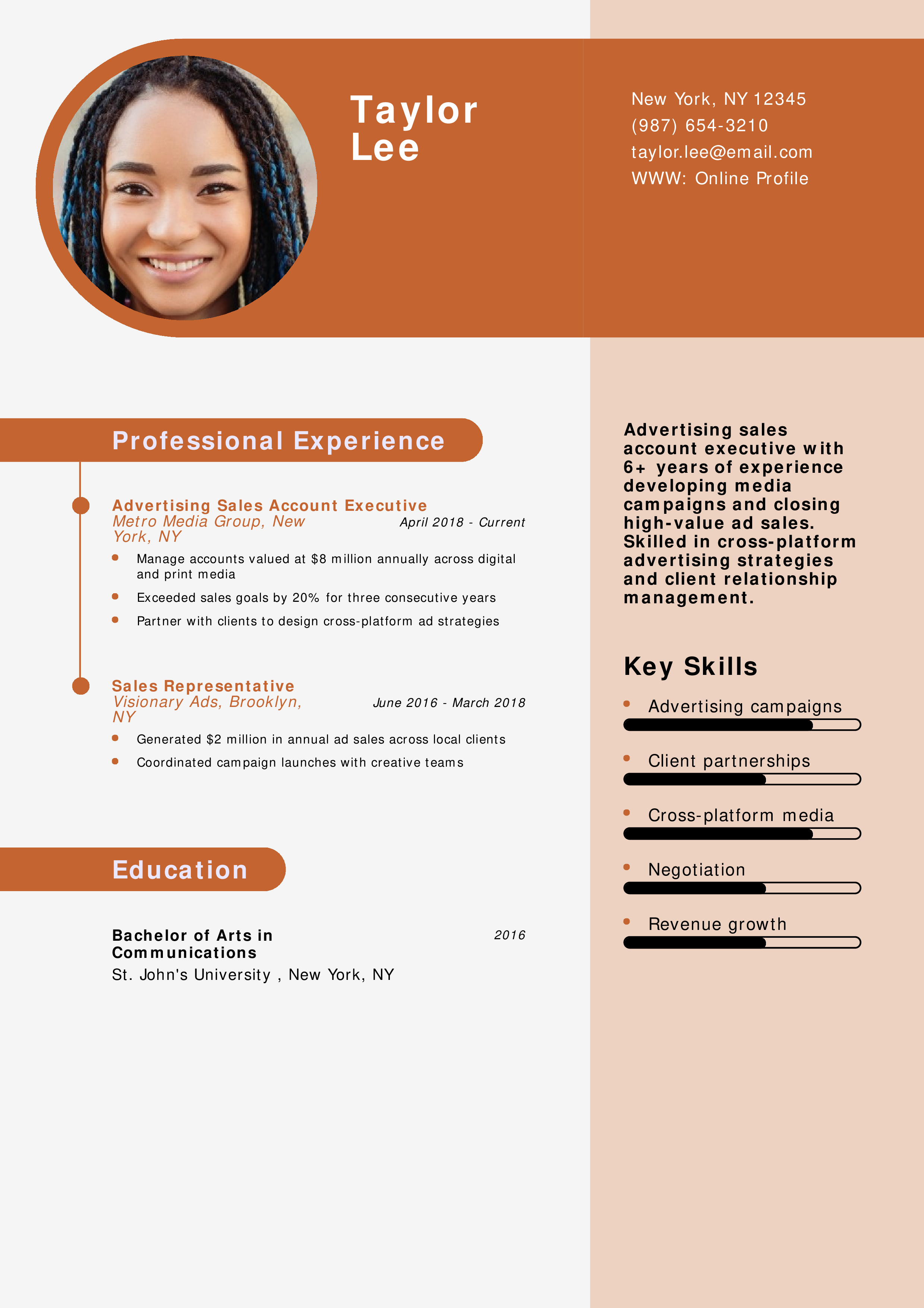 Advertising Sales Account Executive Resume