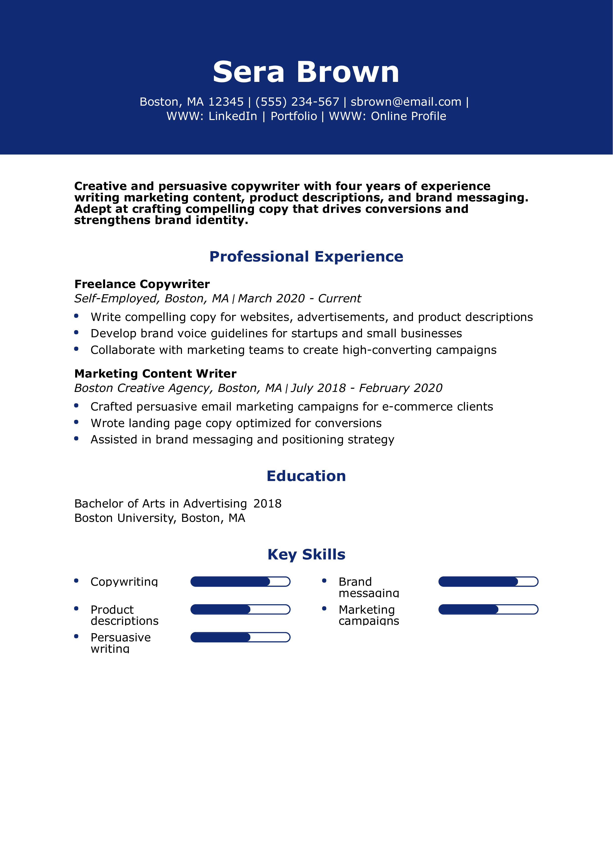 Copywriter Resume