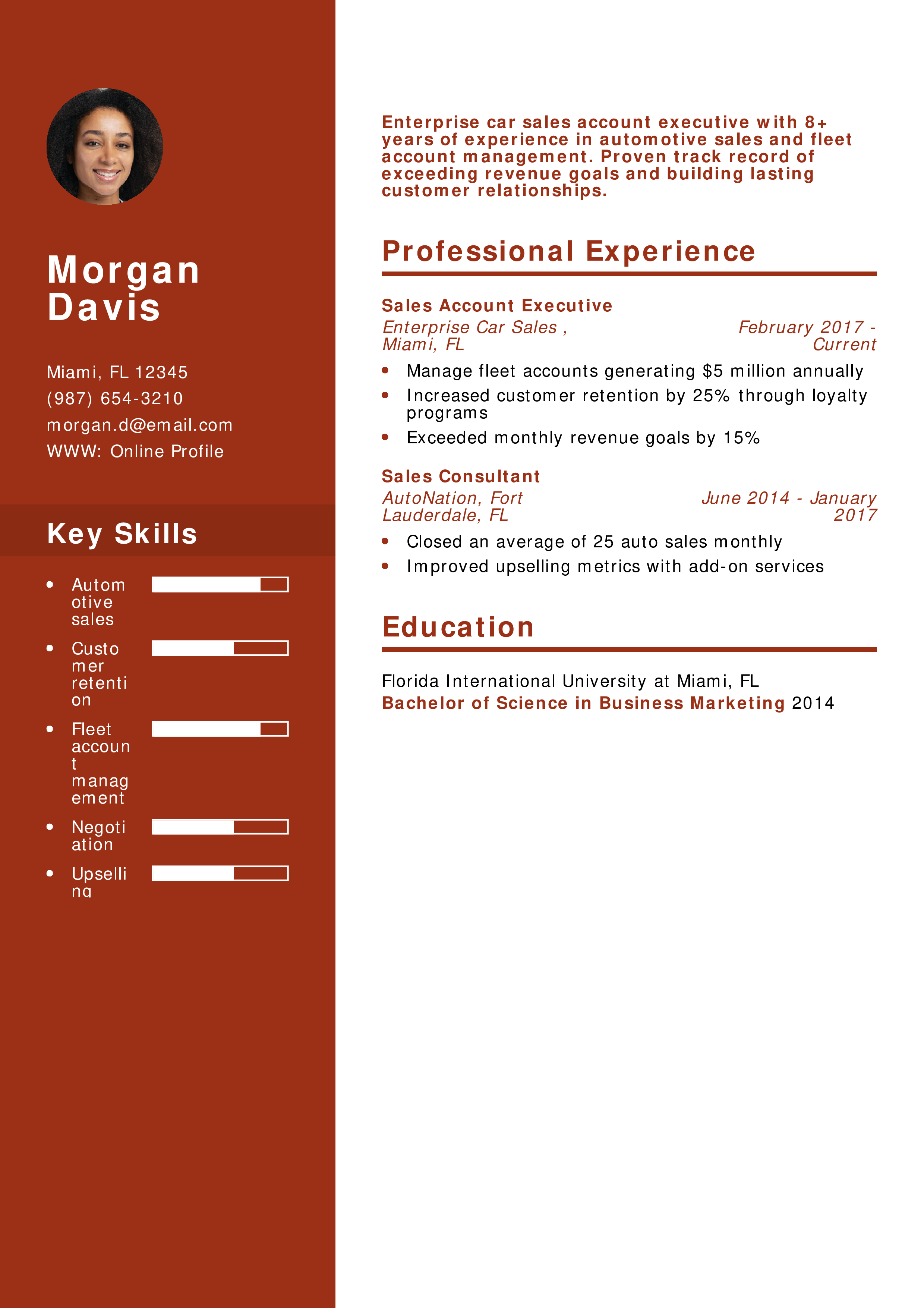 Enterprise Car Sales Account Executive Resume