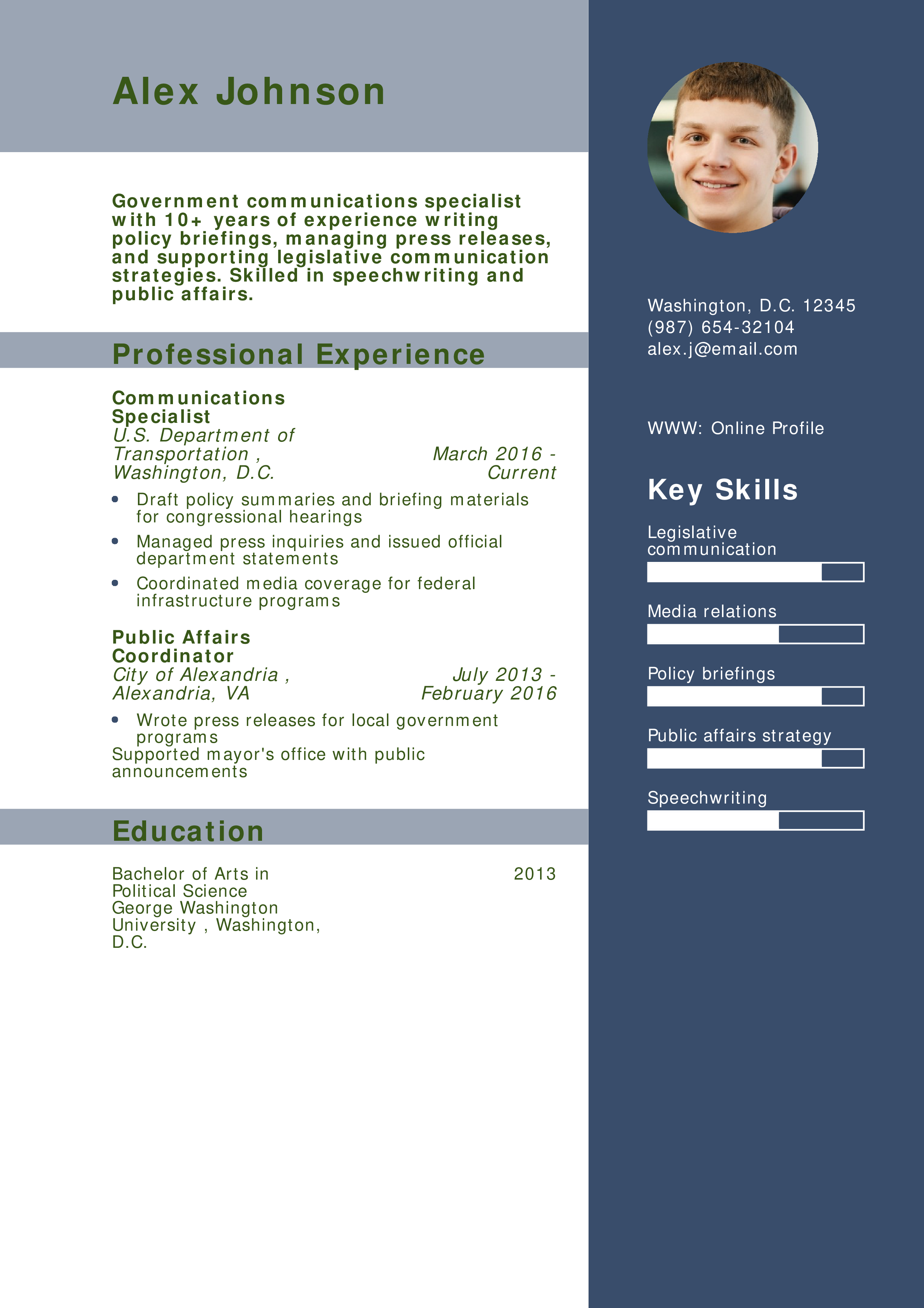 Government Communications Specialist Resume