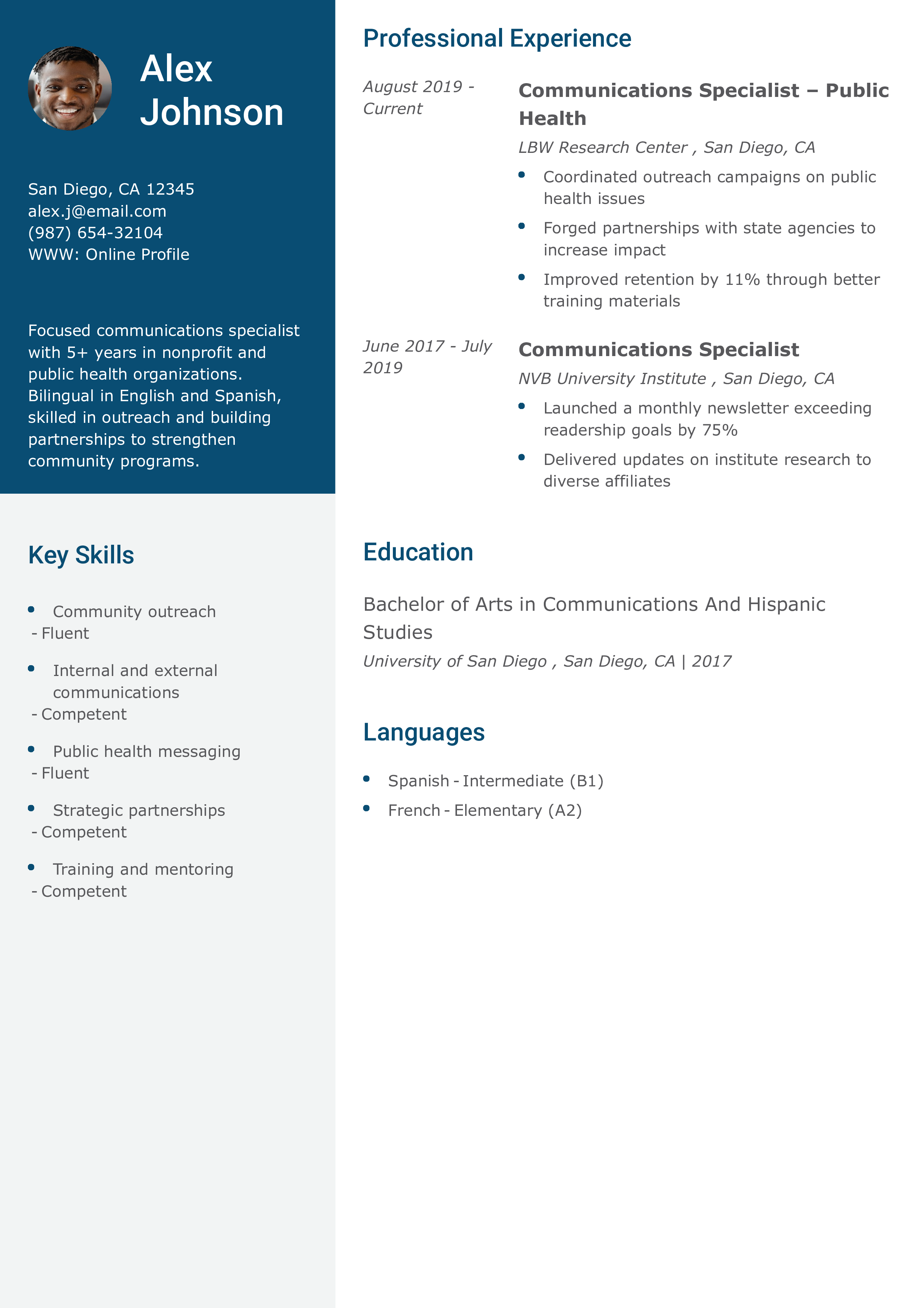 Health Communications Specialist Resume